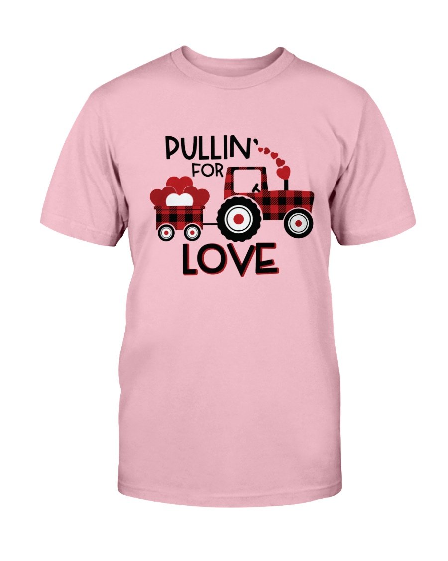 Pulling For Love Shirt in various colors, showcasing its unisex design and soft fabric.