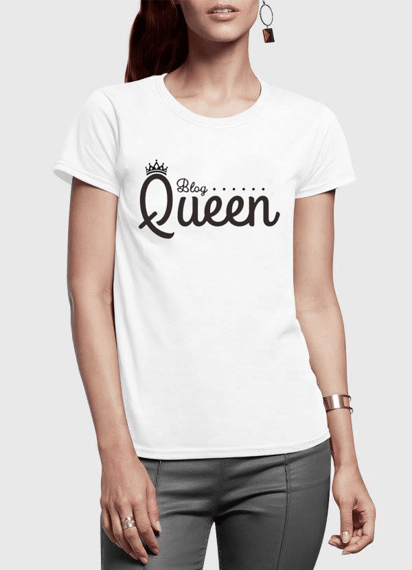 Queen Half Sleeves Women T-shirt in various colors, showcasing its soft cotton fabric and stylish design.