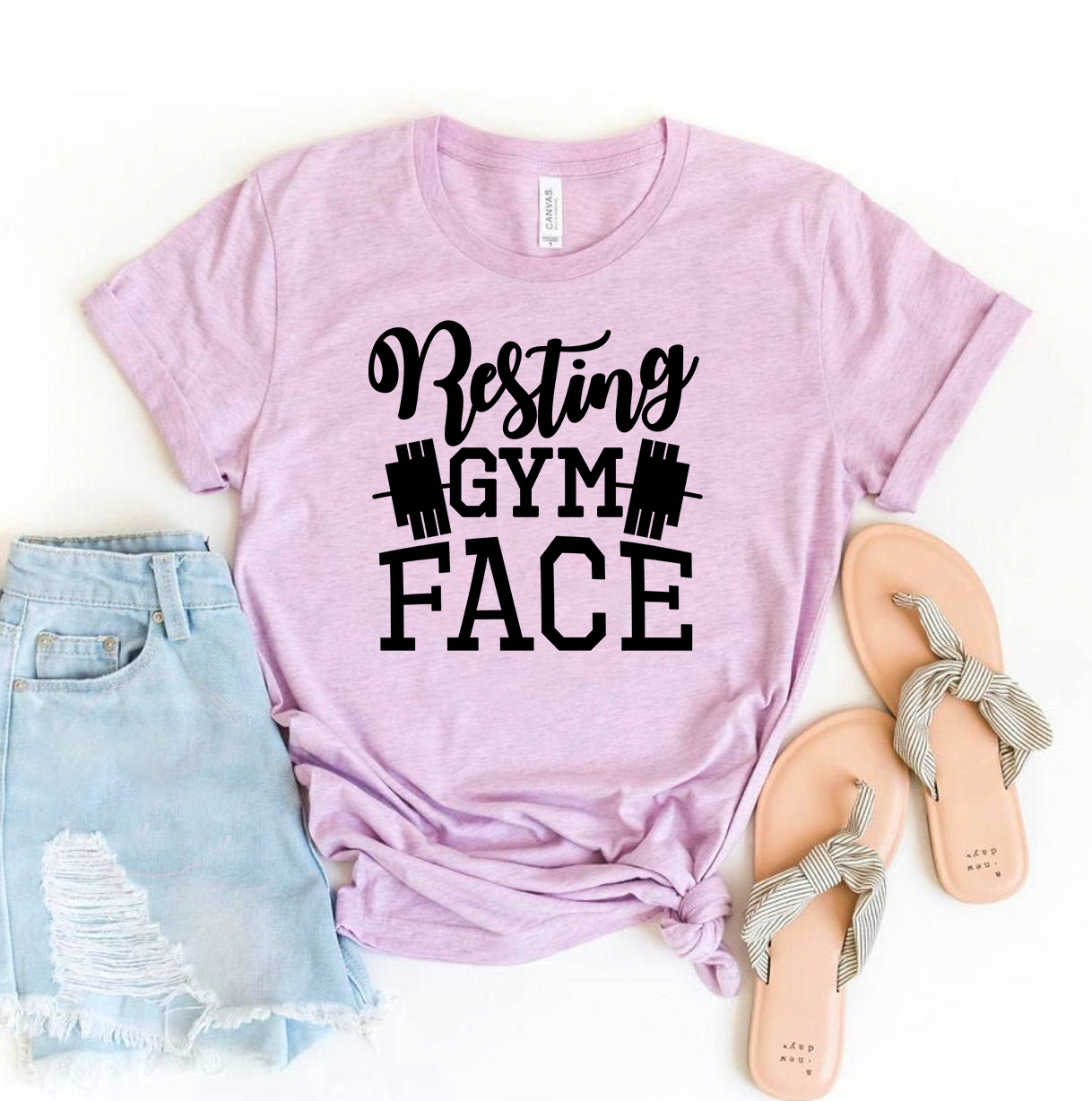 Resting Gym Face T-shirt made of premium ring spun cotton, featuring a soft textile flex print design.