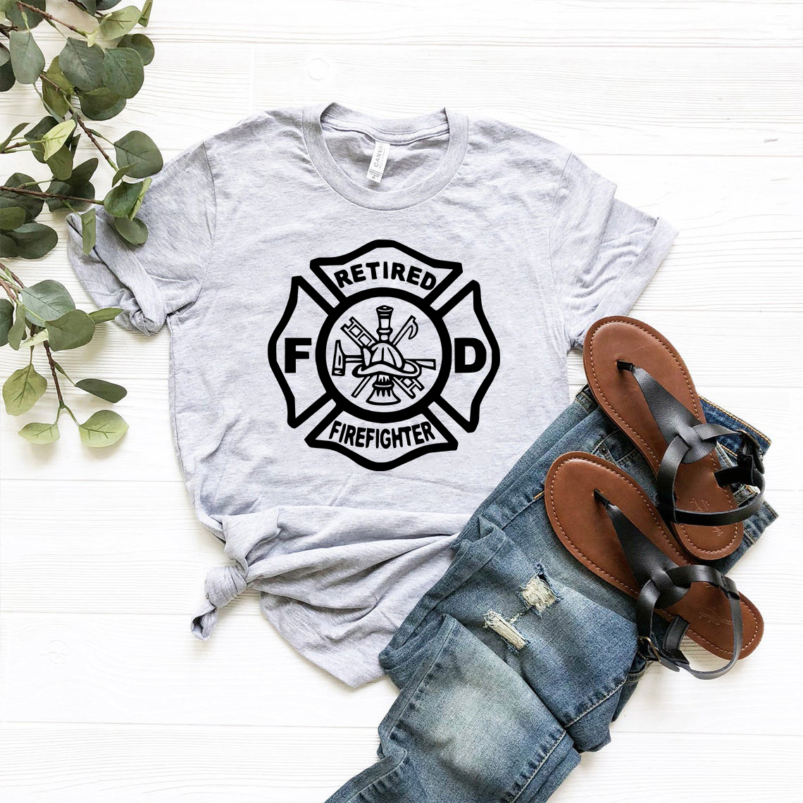 A comfortable unisex Retired Firefighter Shirt made from ring spun cotton, featuring a classic crew neck and available in multiple colors.