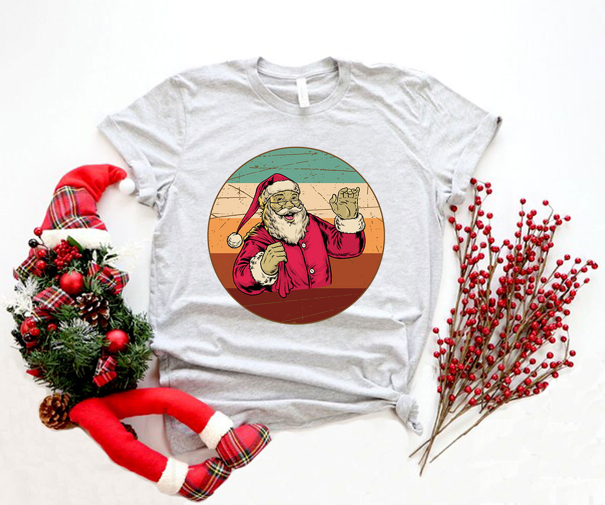 A vibrant Santa Shirt made from soft ring spun cotton, featuring a classic crew neck and short sleeves, available in multiple colors.