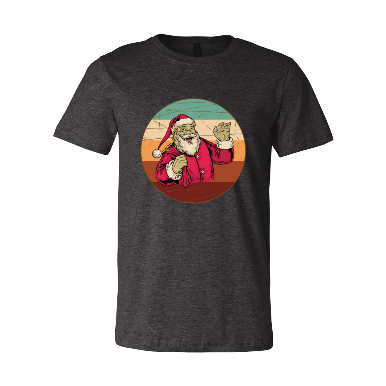 A vibrant Santa Shirt made from soft ring spun cotton, featuring a classic crew neck and short sleeves, available in multiple colors.