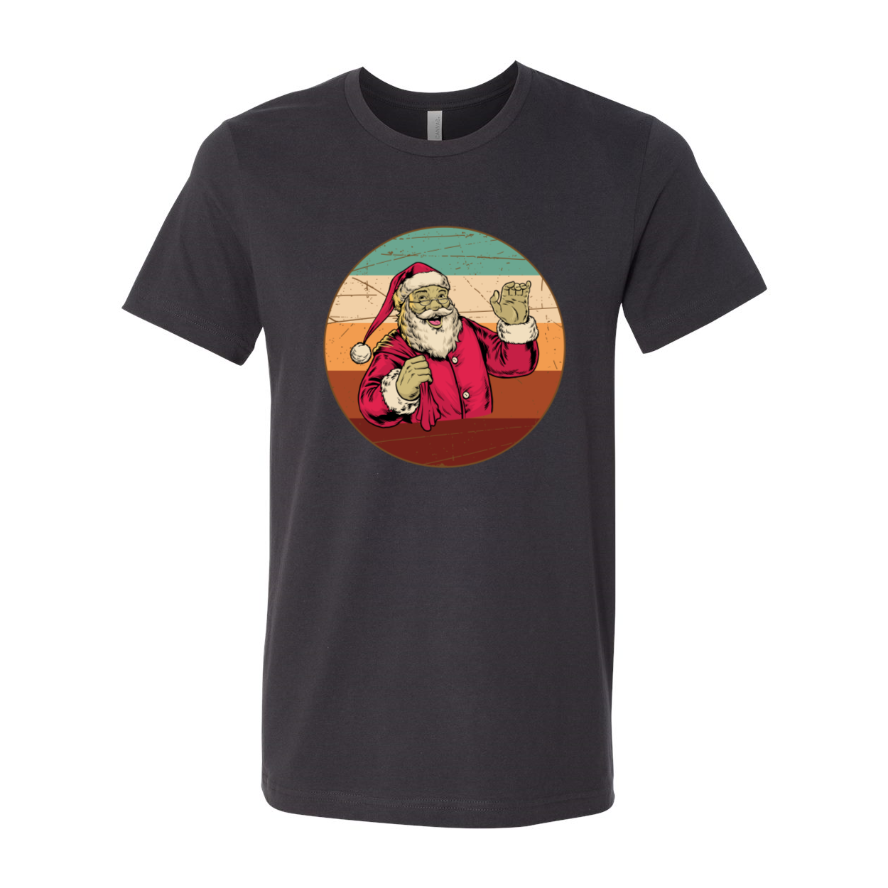 A vibrant Santa Shirt made from soft ring spun cotton, featuring a classic crew neck and short sleeves, available in multiple colors.