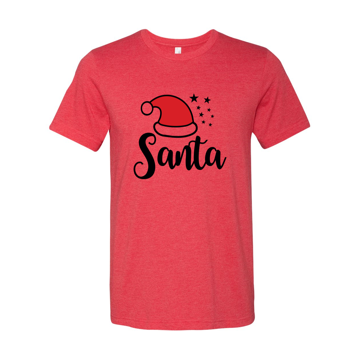 A festive Santa Shirt made from soft ring spun cotton, featuring a classic crew neck and available in multiple colors and sizes.