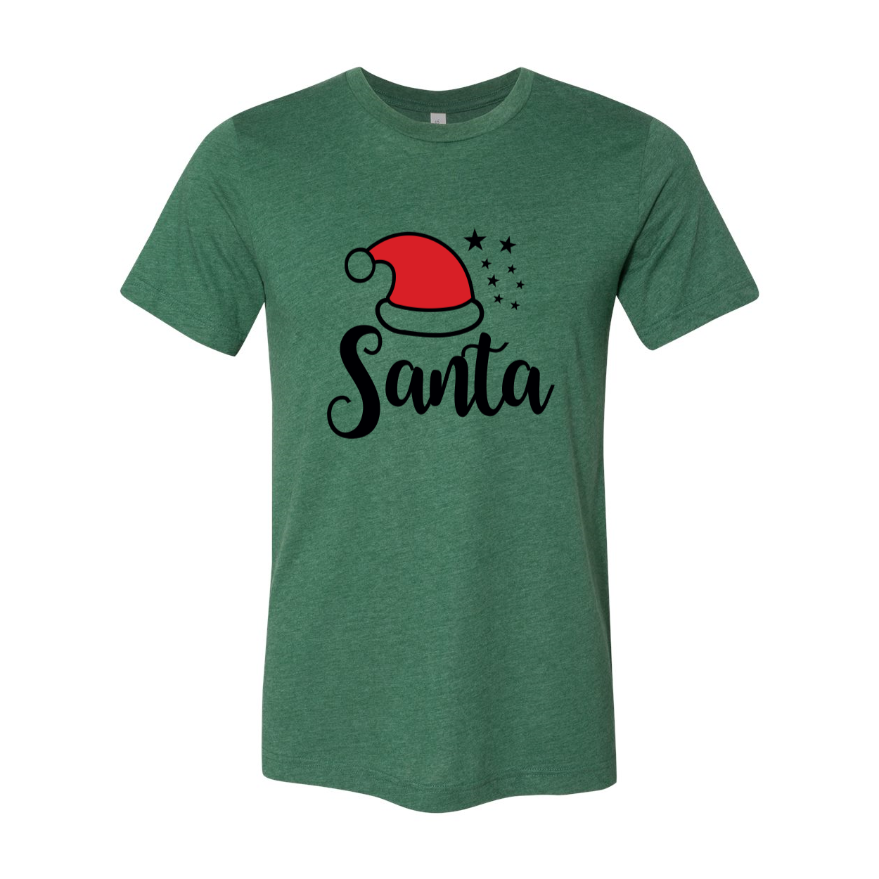 A festive Santa Shirt made from soft ring spun cotton, featuring a classic crew neck and available in multiple colors and sizes.