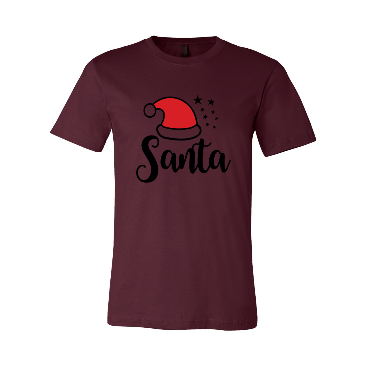 A festive Santa Shirt made from soft ring spun cotton, featuring a classic crew neck and available in multiple colors and sizes.