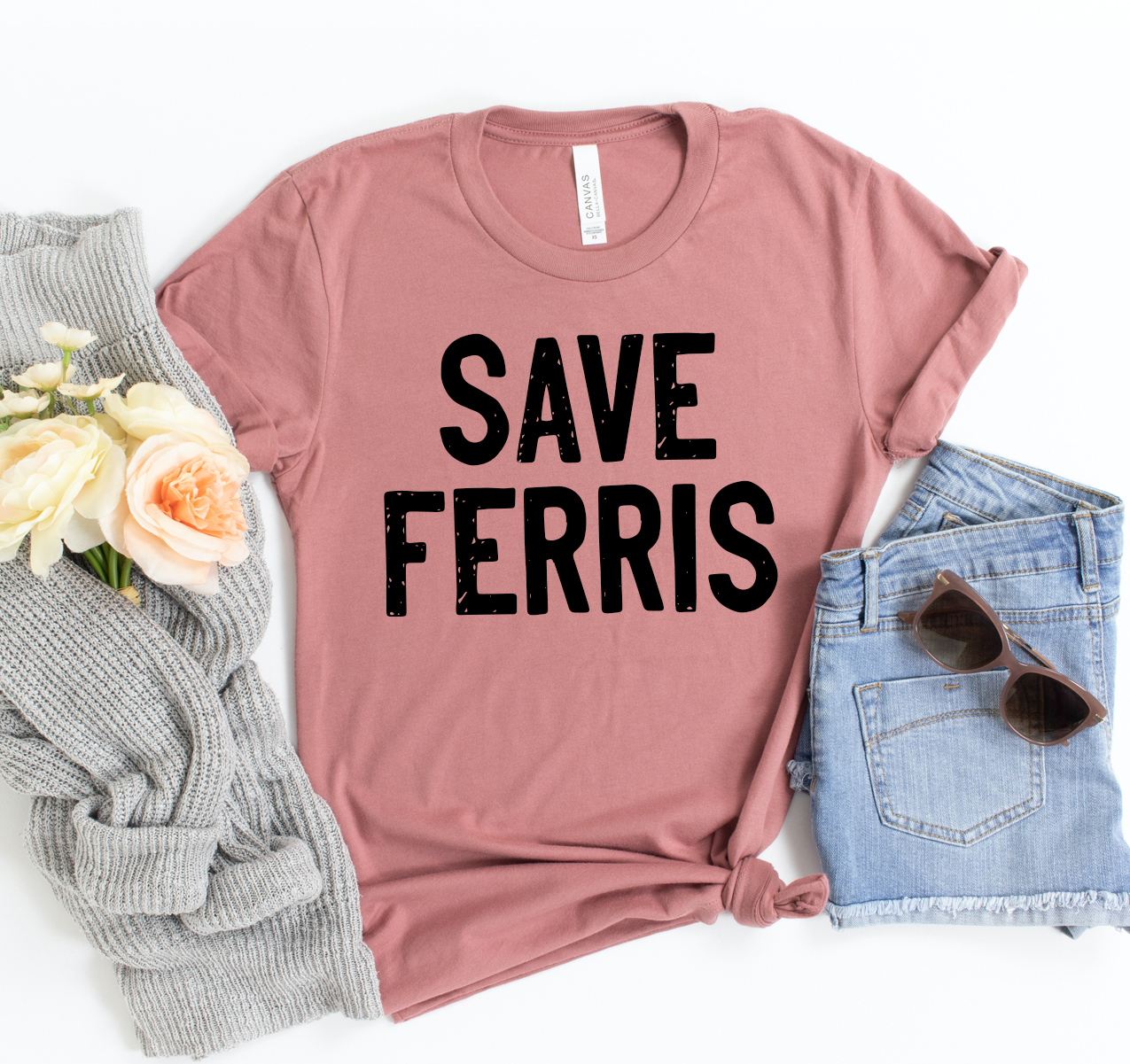 Save Ferris T-shirt featuring a classic design in soft, breathable fabric, available in various sizes.