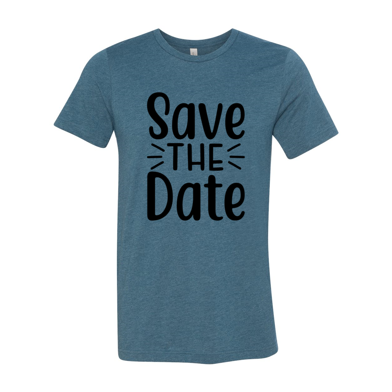 A stylish unisex Save The Date Shirt in various colors, showcasing its soft fabric and modern design.