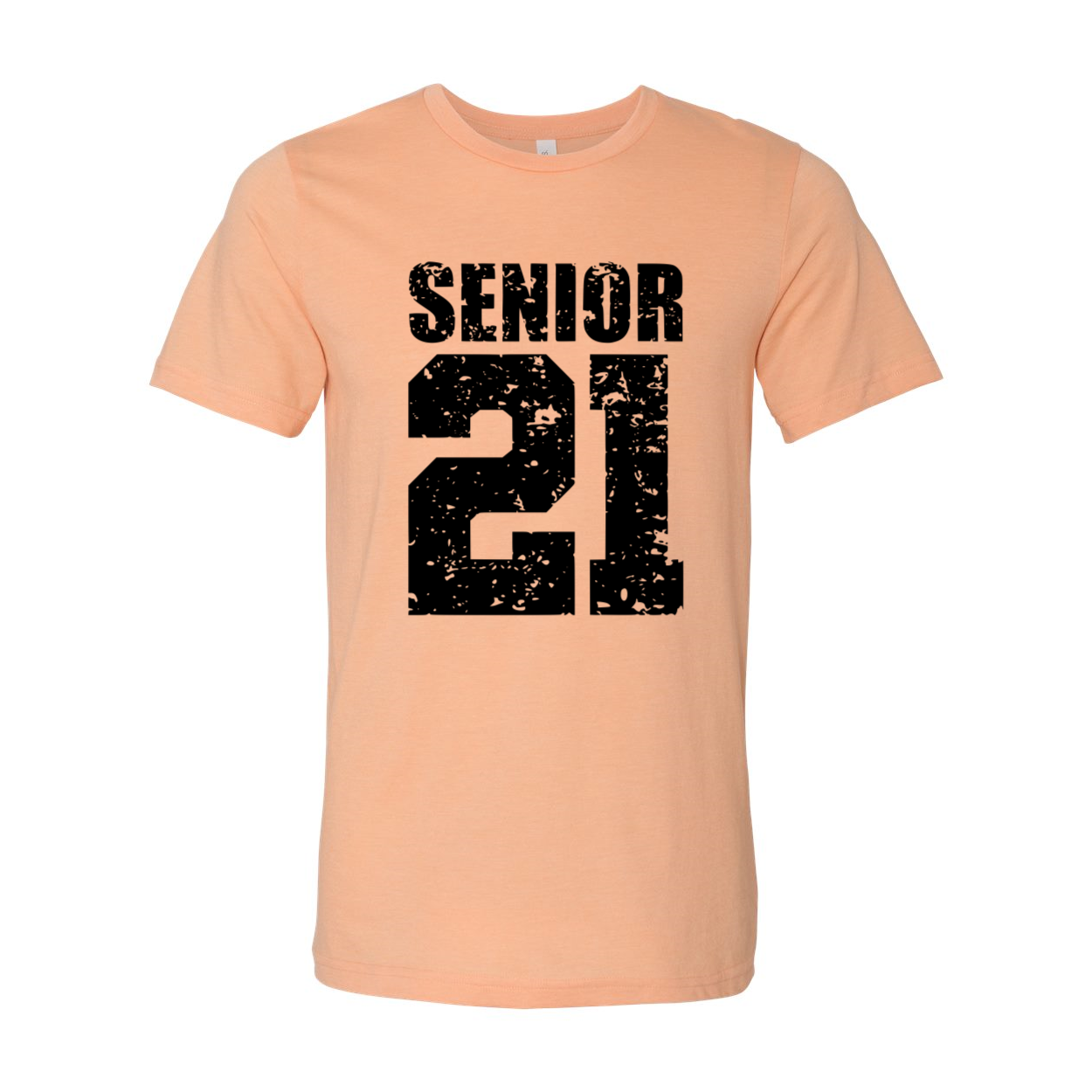 Senior 21 Shirt in various colors, showcasing its unisex design and high-quality fabric.