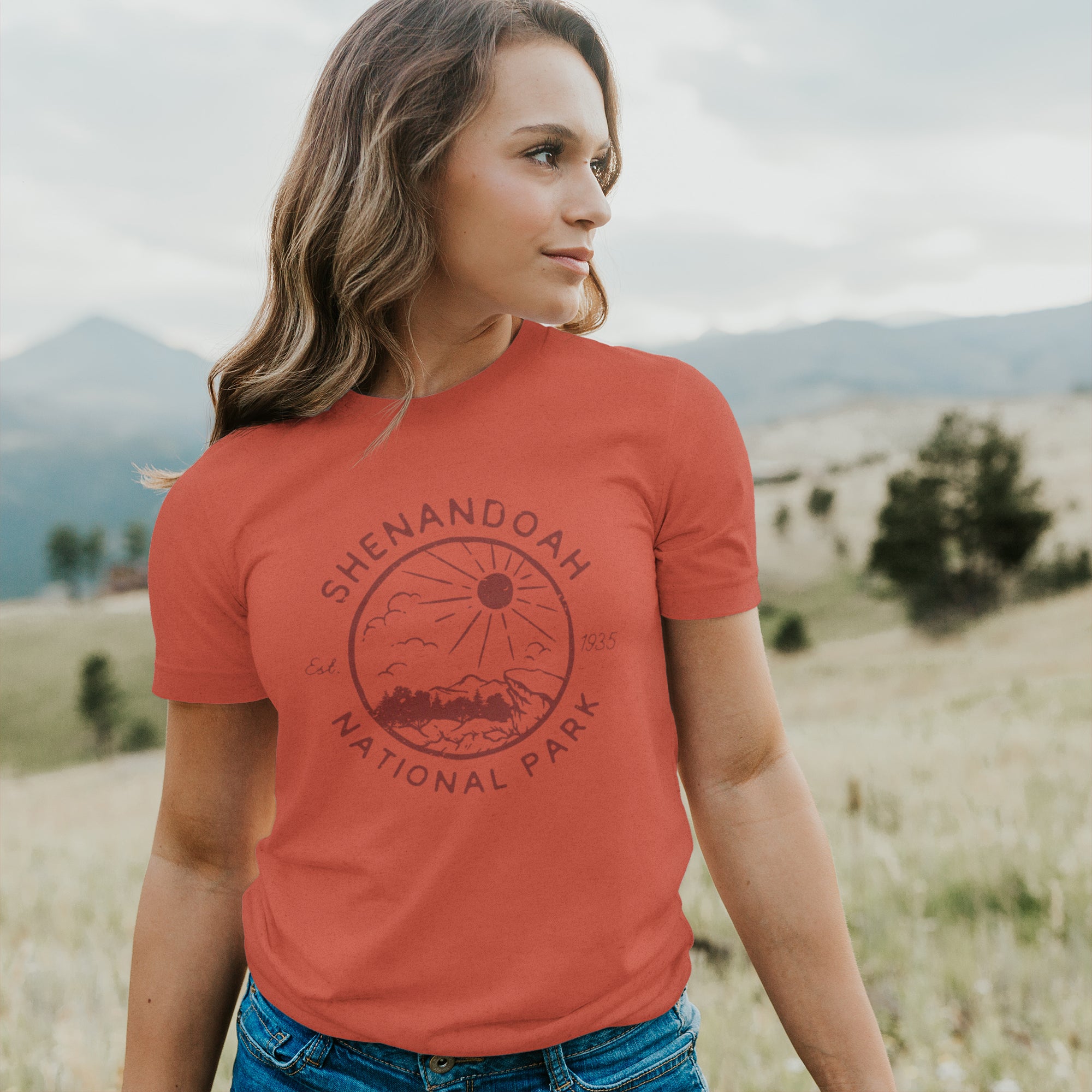 Shenandoah National Park Short Sleeve T-Shirt featuring a relaxed fit and distressed design, made from soft combed cotton.