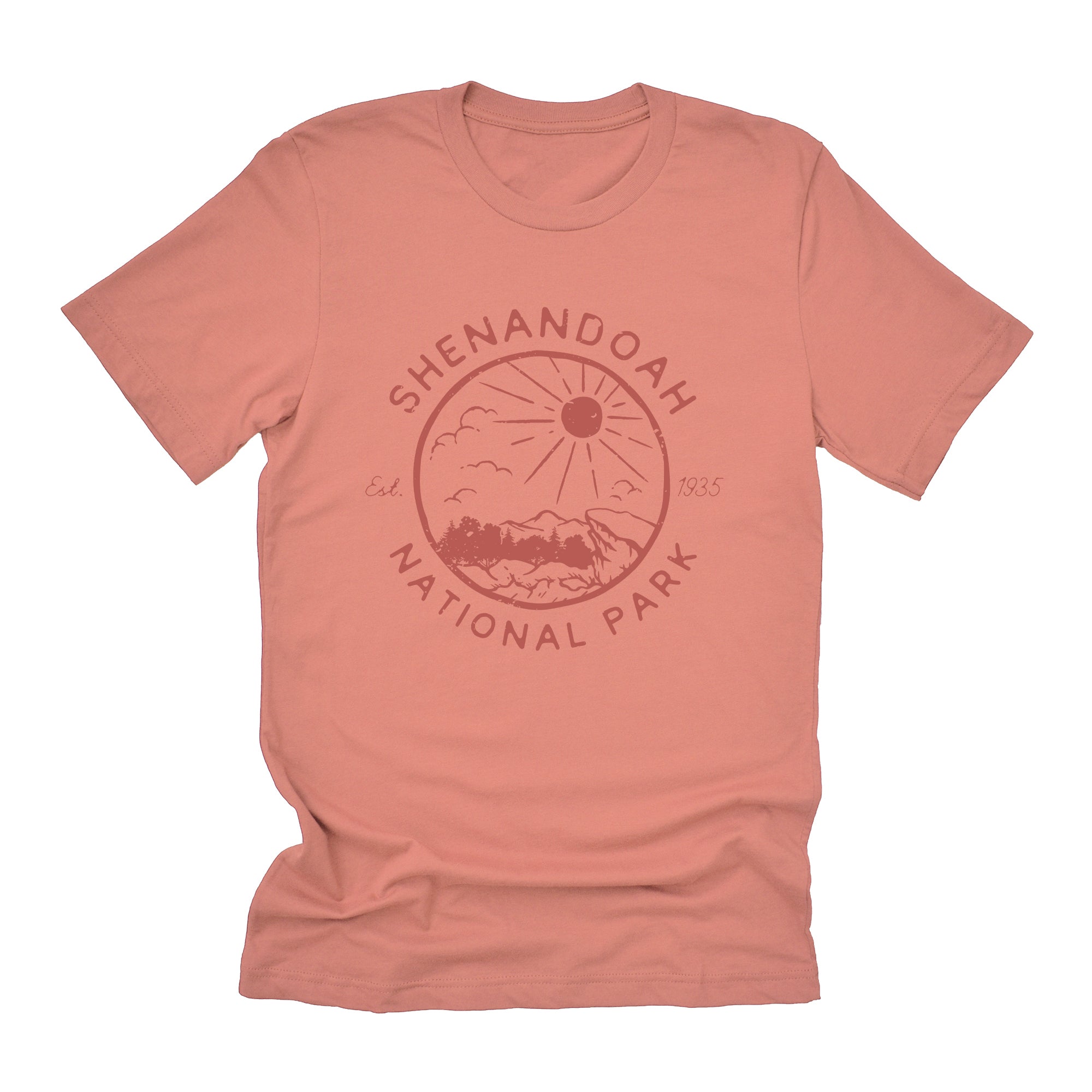 Shenandoah National Park Short Sleeve T-Shirt featuring a relaxed fit and distressed design, made from soft combed cotton.