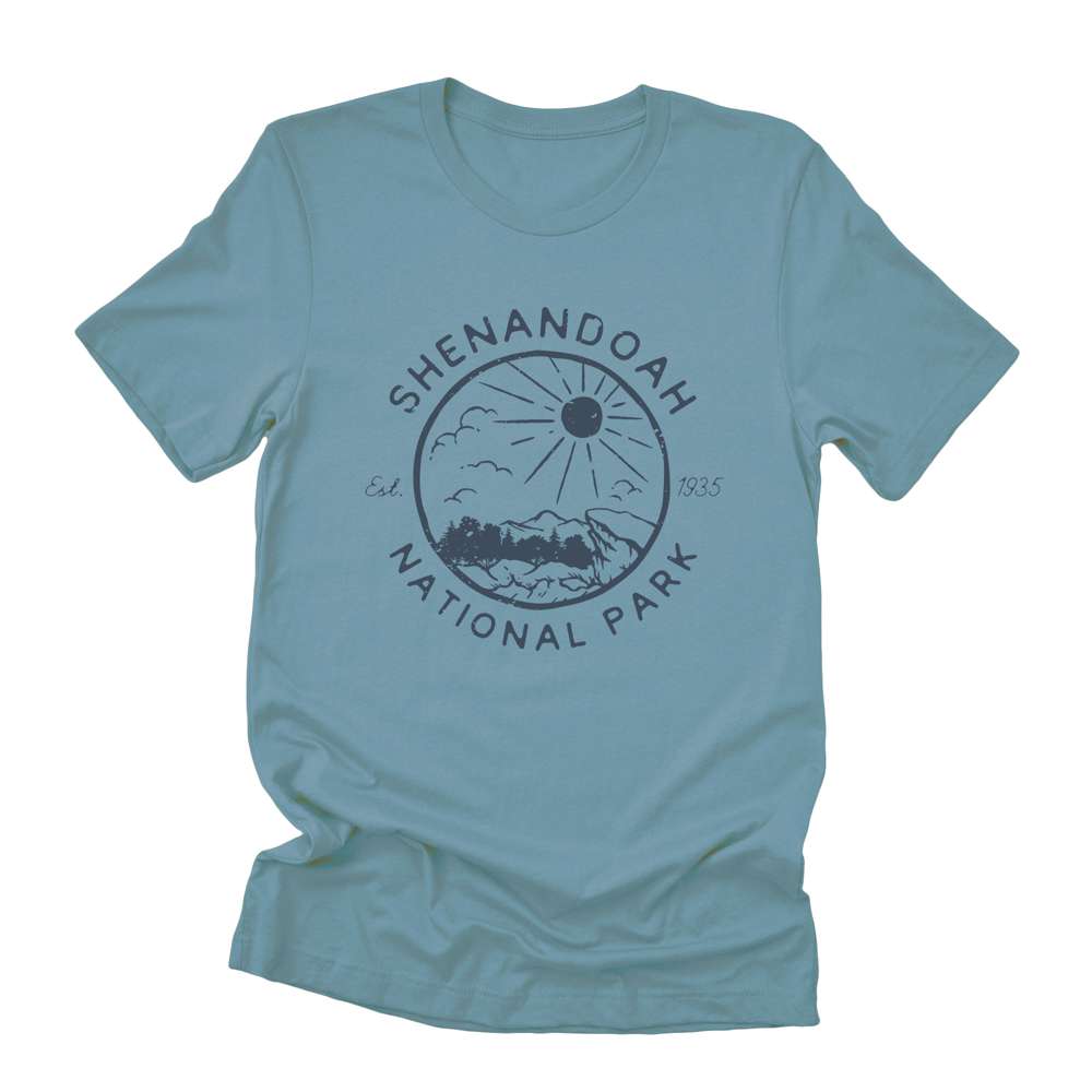 Shenandoah National Park Short Sleeve T-Shirt featuring a relaxed fit and distressed design, made from soft combed cotton.