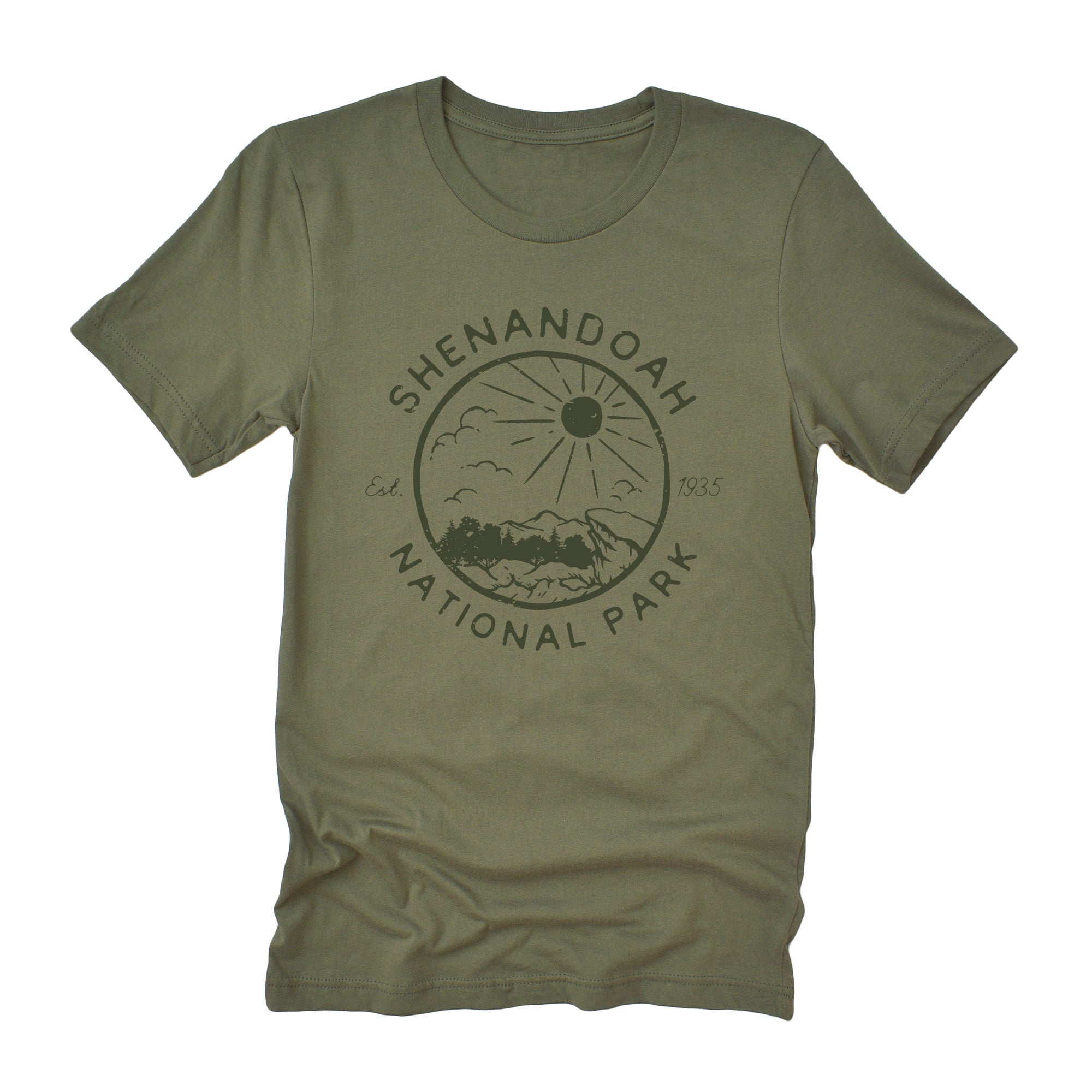 Shenandoah National Park Short Sleeve T-Shirt featuring a relaxed fit and distressed design, made from soft combed cotton.