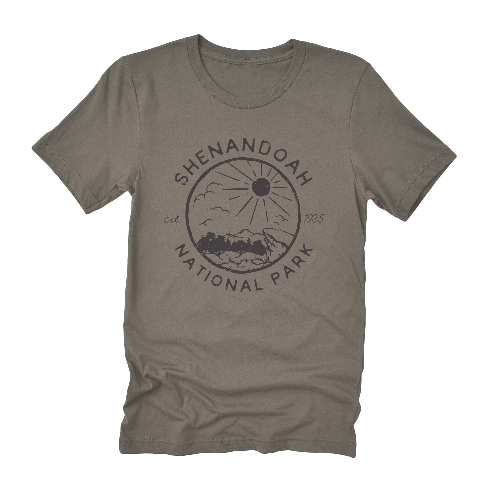 Shenandoah National Park Short Sleeve T-Shirt featuring a relaxed fit and distressed design, made from soft combed cotton.