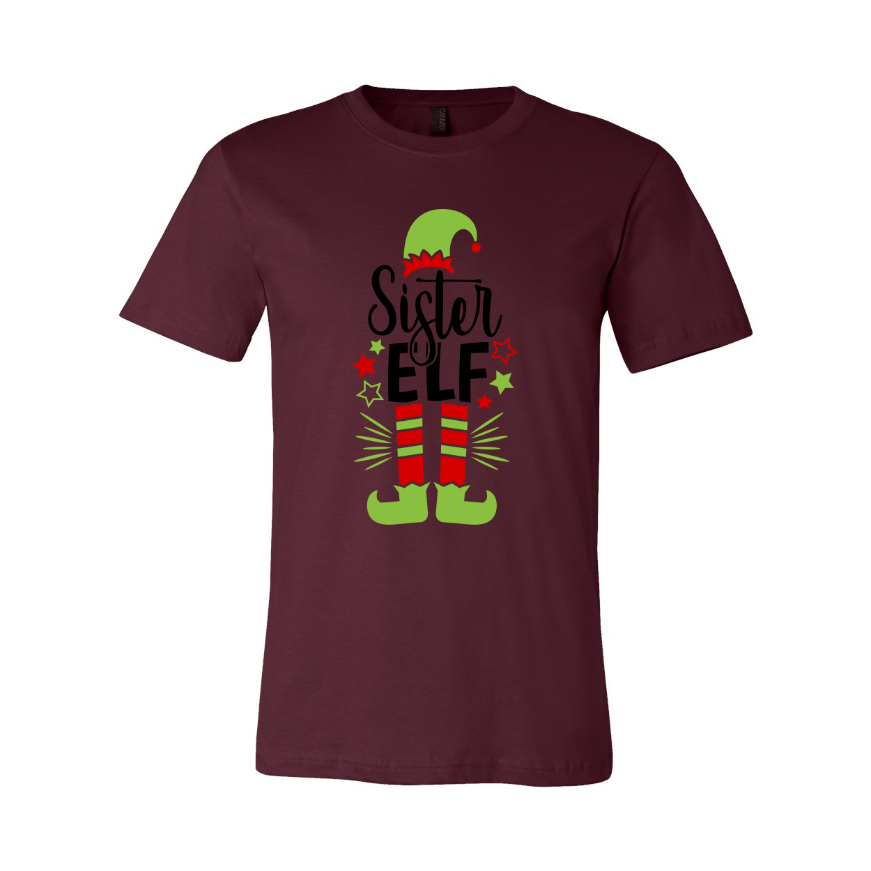 A comfortable unisex Sister Elf Shirt made from ring spun cotton, featuring a crew neck and available in various colors and sizes.