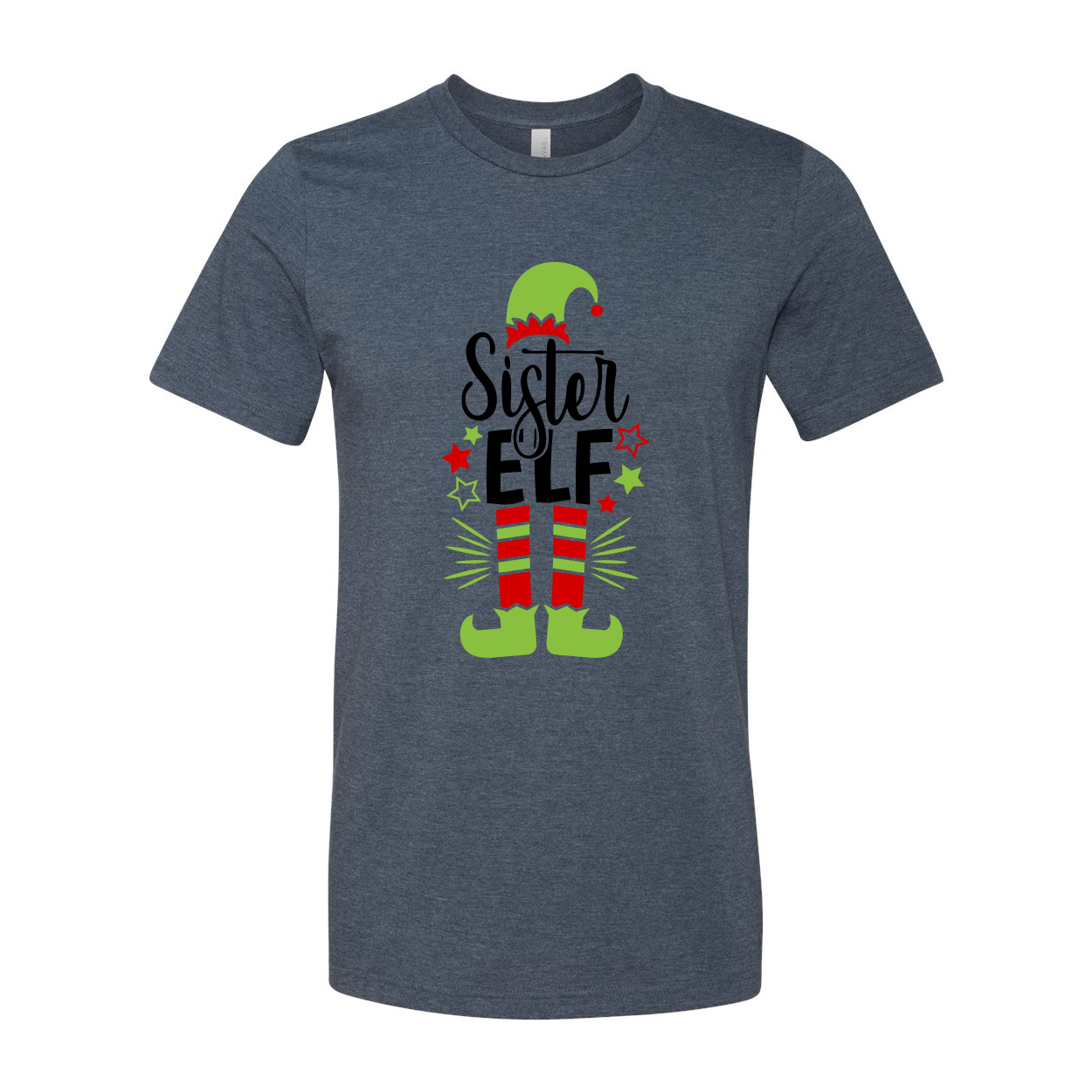 A comfortable unisex Sister Elf Shirt made from ring spun cotton, featuring a crew neck and available in various colors and sizes.