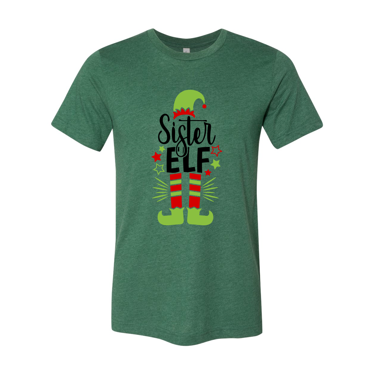 A comfortable unisex Sister Elf Shirt made from ring spun cotton, featuring a crew neck and available in various colors and sizes.