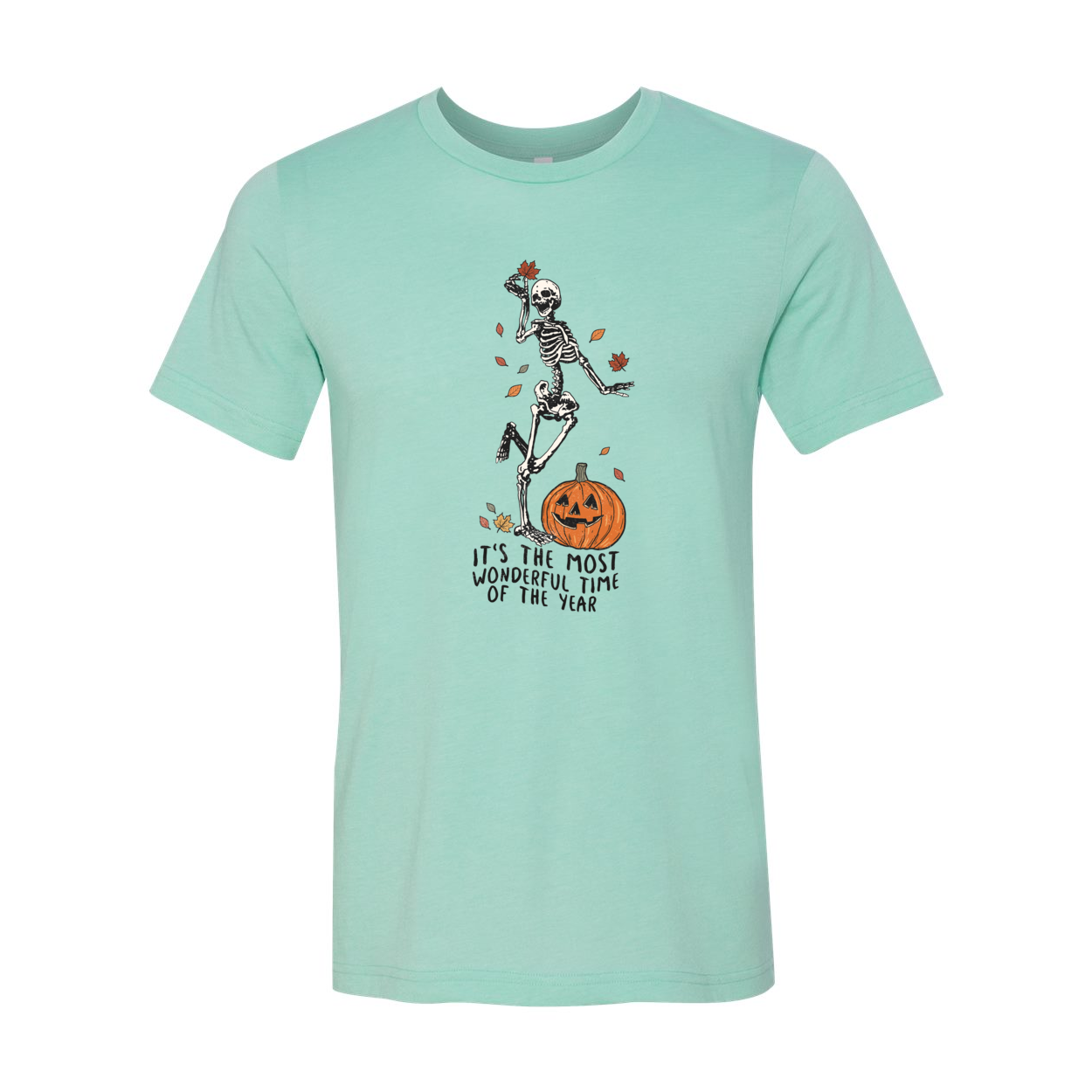 Skeleton Fall Halloween Shirt in various colors, showcasing a fun skeleton design perfect for Halloween celebrations.