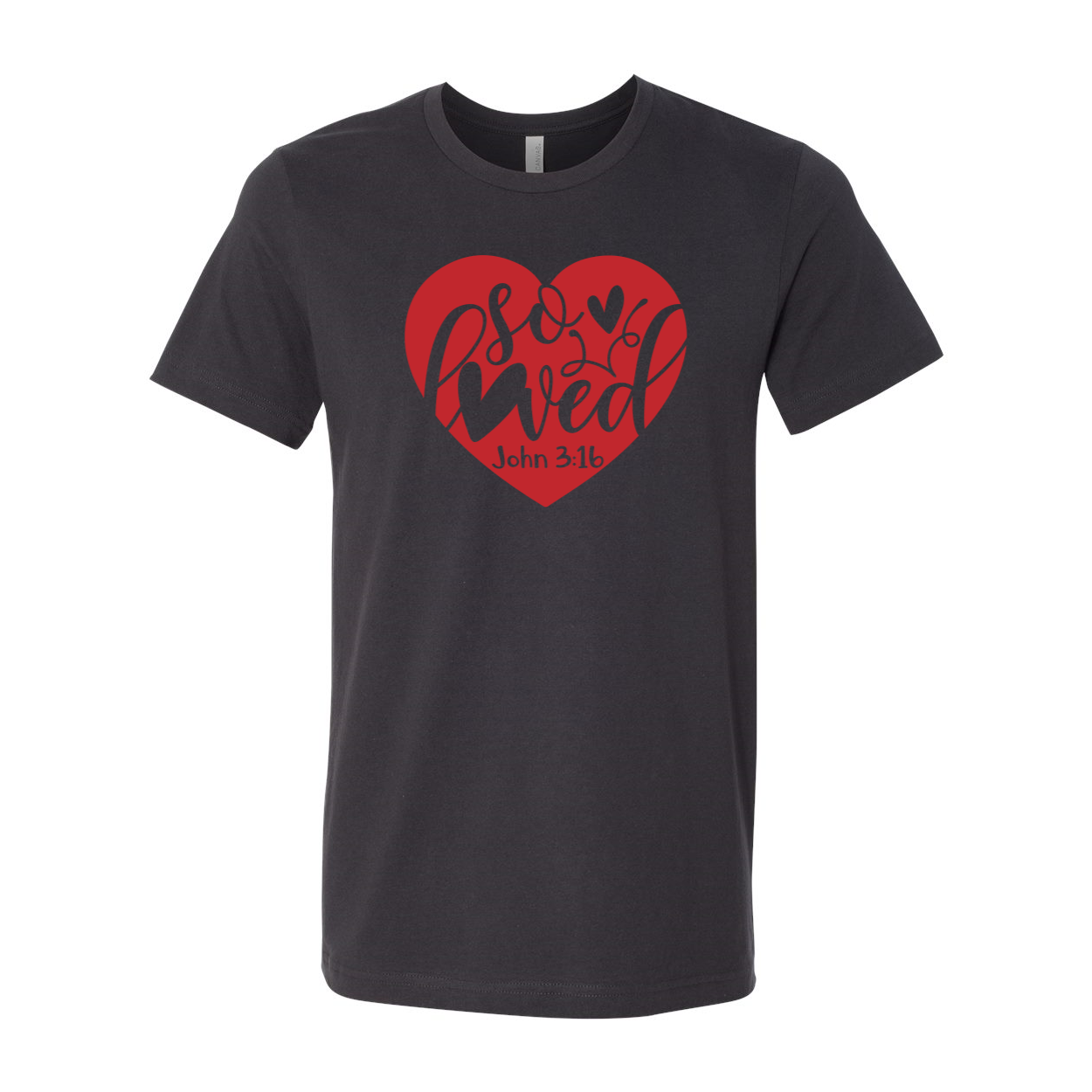 A unisex So Loved Shirt made from soft ring spun cotton, available in multiple colors and sizes, featuring a classic crew neck and short sleeves.