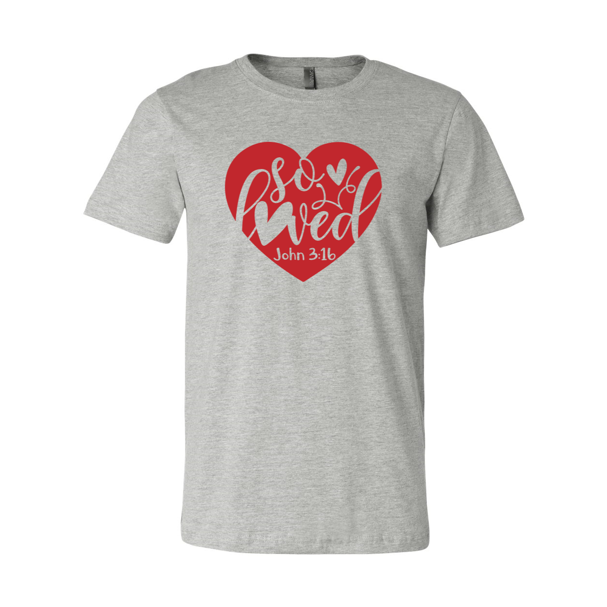 A unisex So Loved Shirt made from soft ring spun cotton, available in multiple colors and sizes, featuring a classic crew neck and short sleeves.