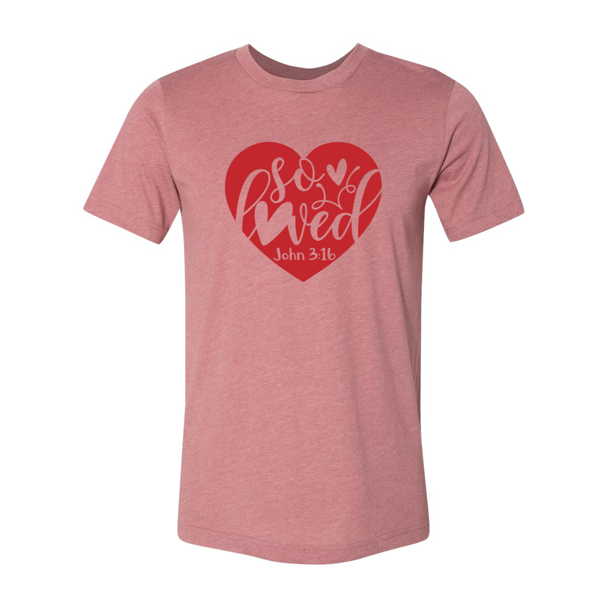 A unisex So Loved Shirt made from soft ring spun cotton, available in multiple colors and sizes, featuring a classic crew neck and short sleeves.