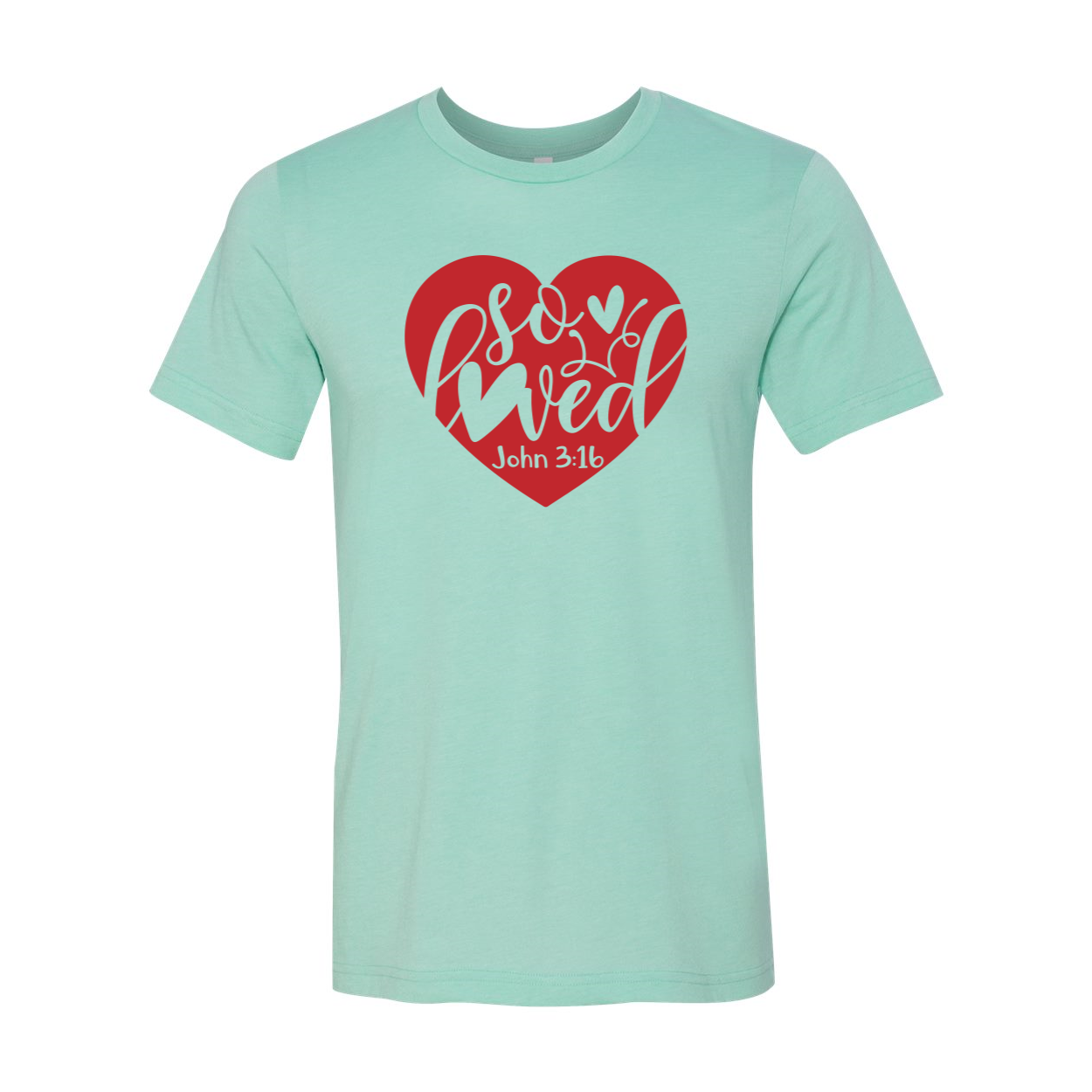 A unisex So Loved Shirt made from soft ring spun cotton, available in multiple colors and sizes, featuring a classic crew neck and short sleeves.