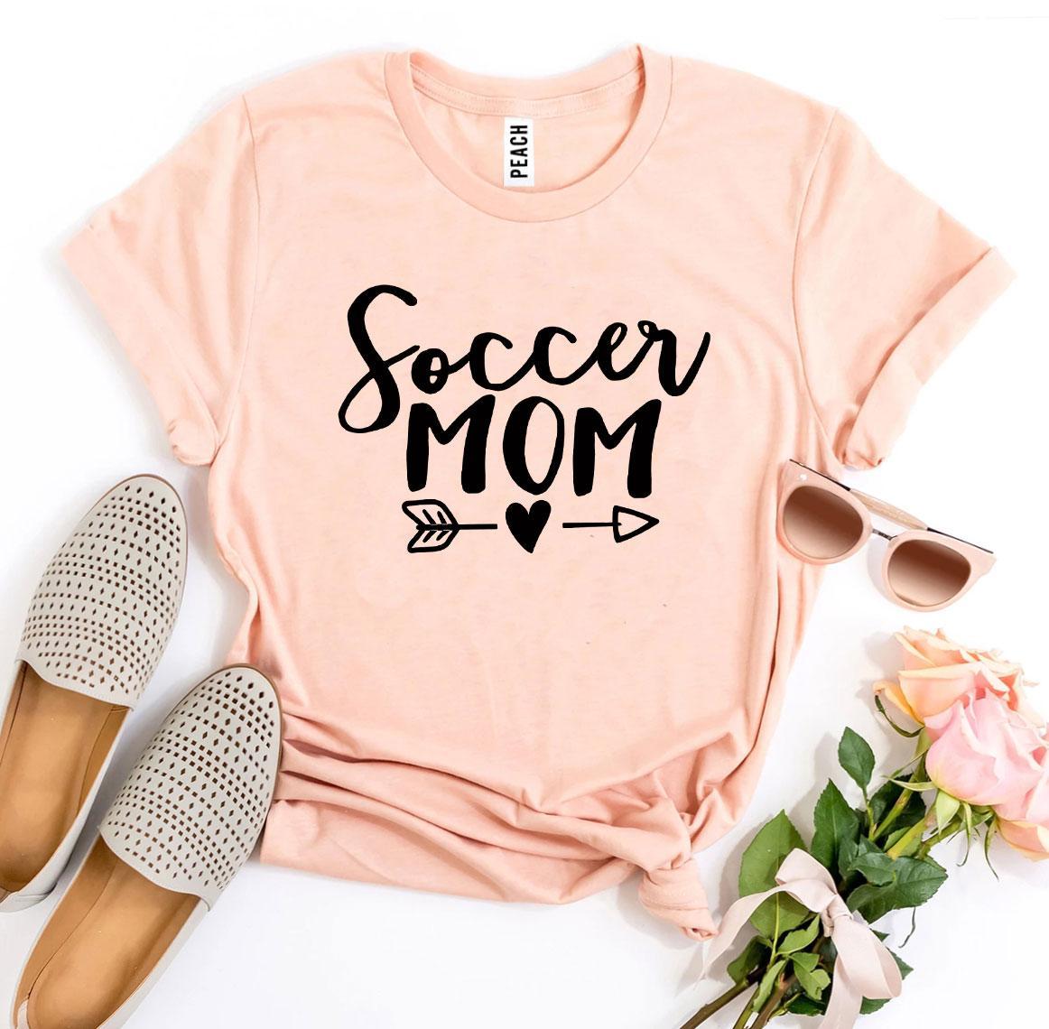 A stylish Soccer Mom T-shirt made from premium ring spun cotton, featuring a soft textile flex print design.