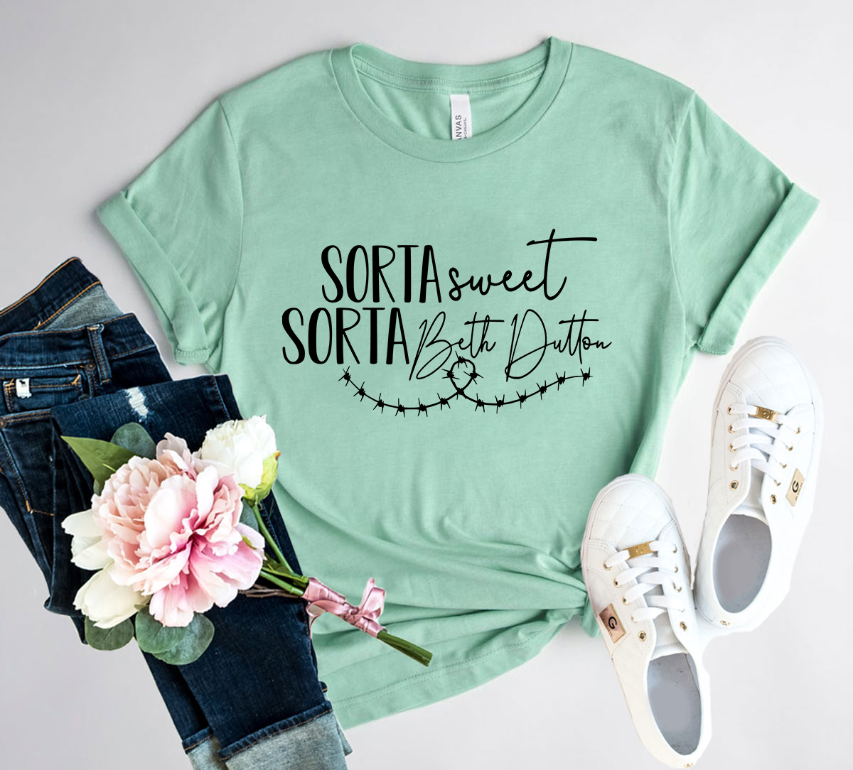 Sorta Sweet Sorta Beth Dutton Shirt in various colors, showcasing its soft fabric and stylish design.