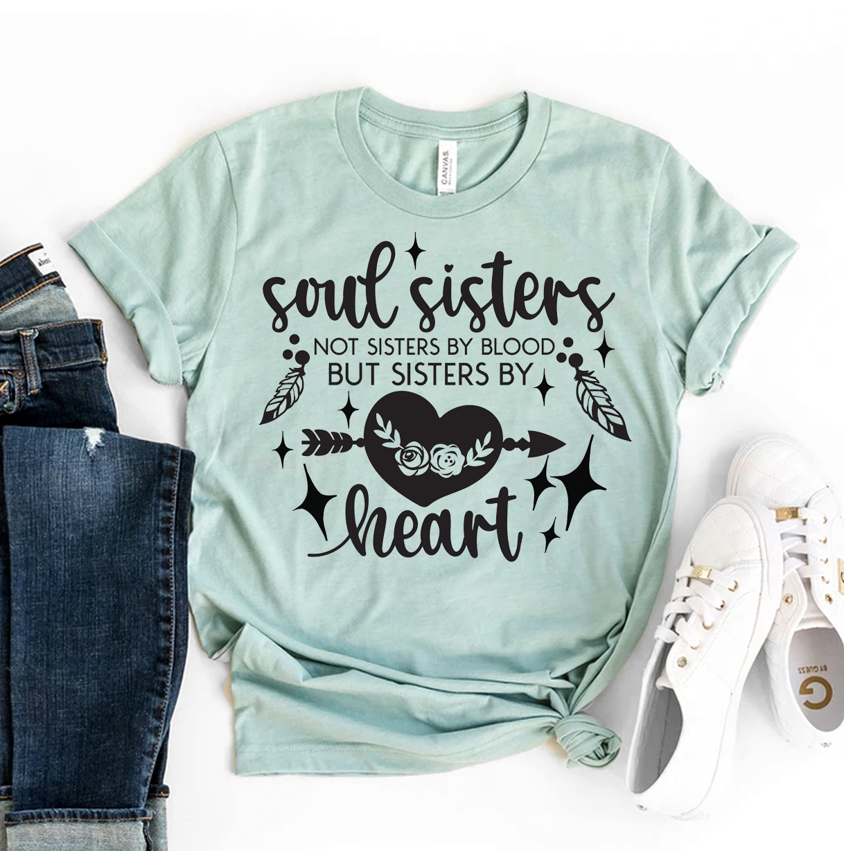 Soul Sisters T-shirt made of premium ring spun cotton with a stylish design and soft textile flex print.