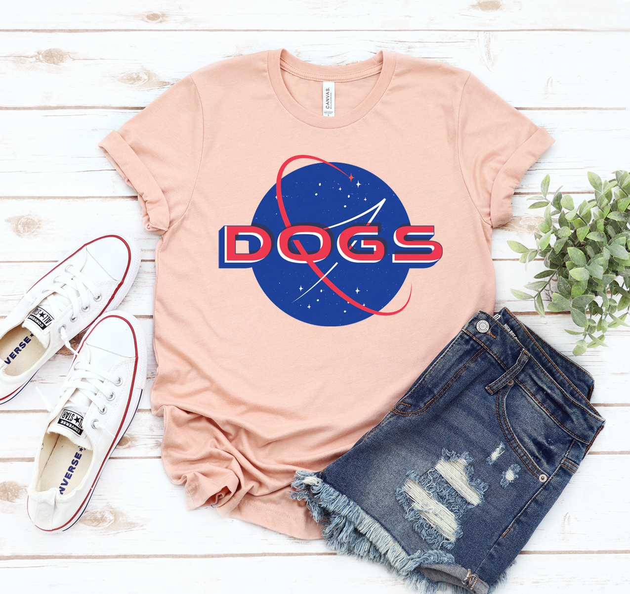 A stylish unisex Space Dogs T-shirt made from soft airlume cotton, featuring a fun dog-themed design.