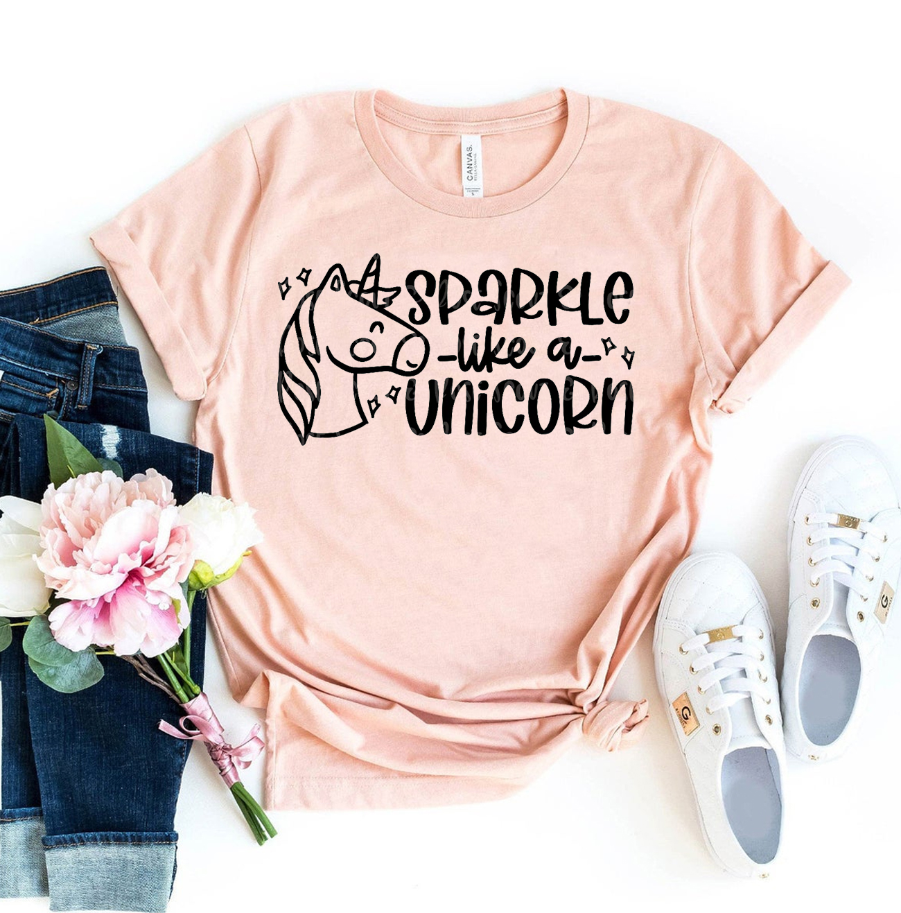 Sparkle Like A Unicorn T-shirt featuring a vibrant unicorn design on premium cotton fabric.