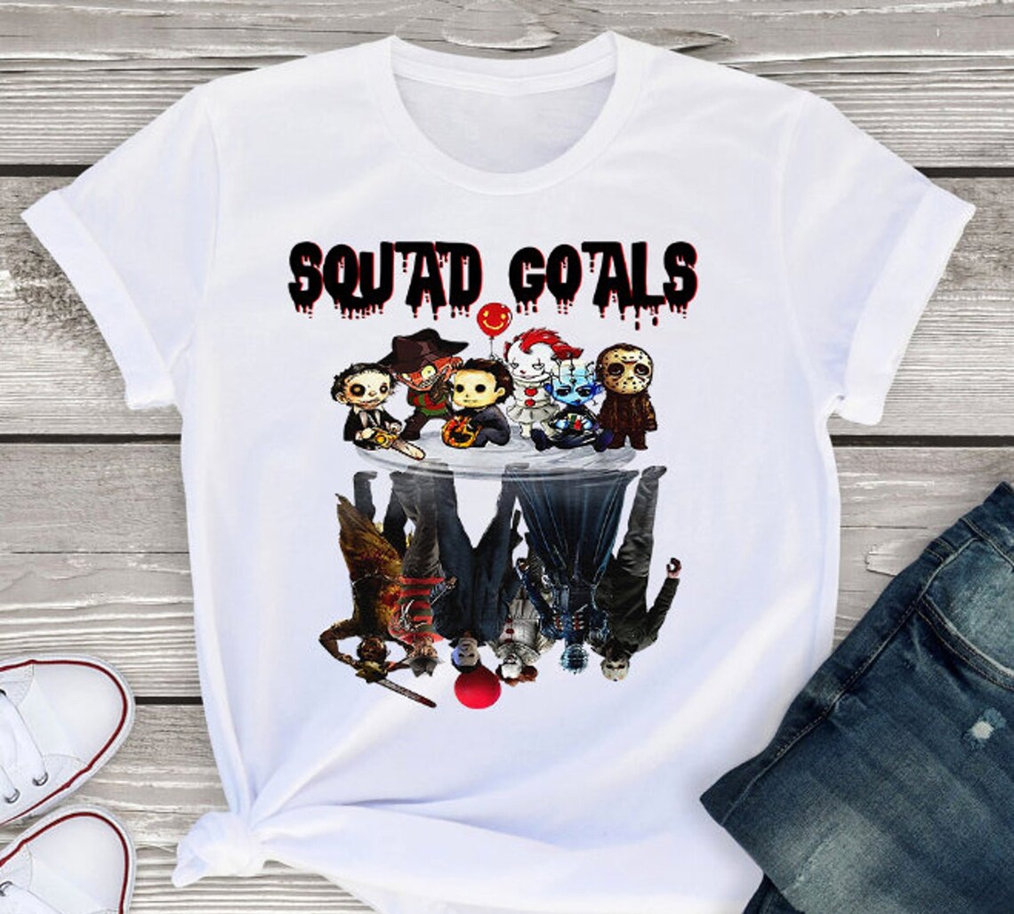 Squad Goals Halloween T-shirt made of premium ring spun cotton, featuring a vibrant Halloween-themed design with a comfortable fit.