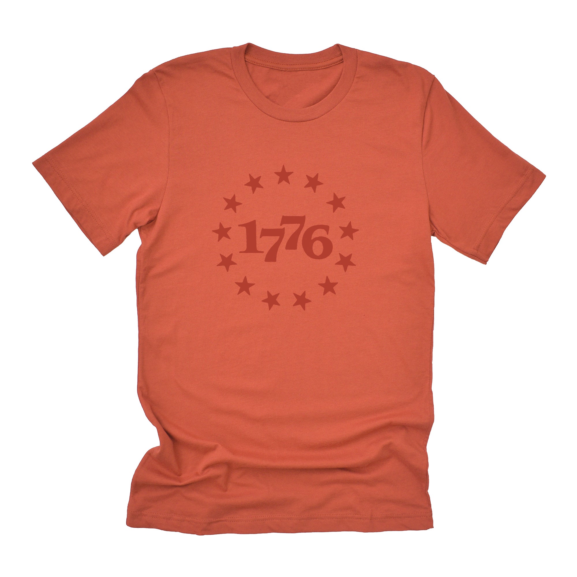 Stars 1776 Short Sleeve T-Shirt featuring a relaxed fit and distressed design, made from soft 100% combed cotton.