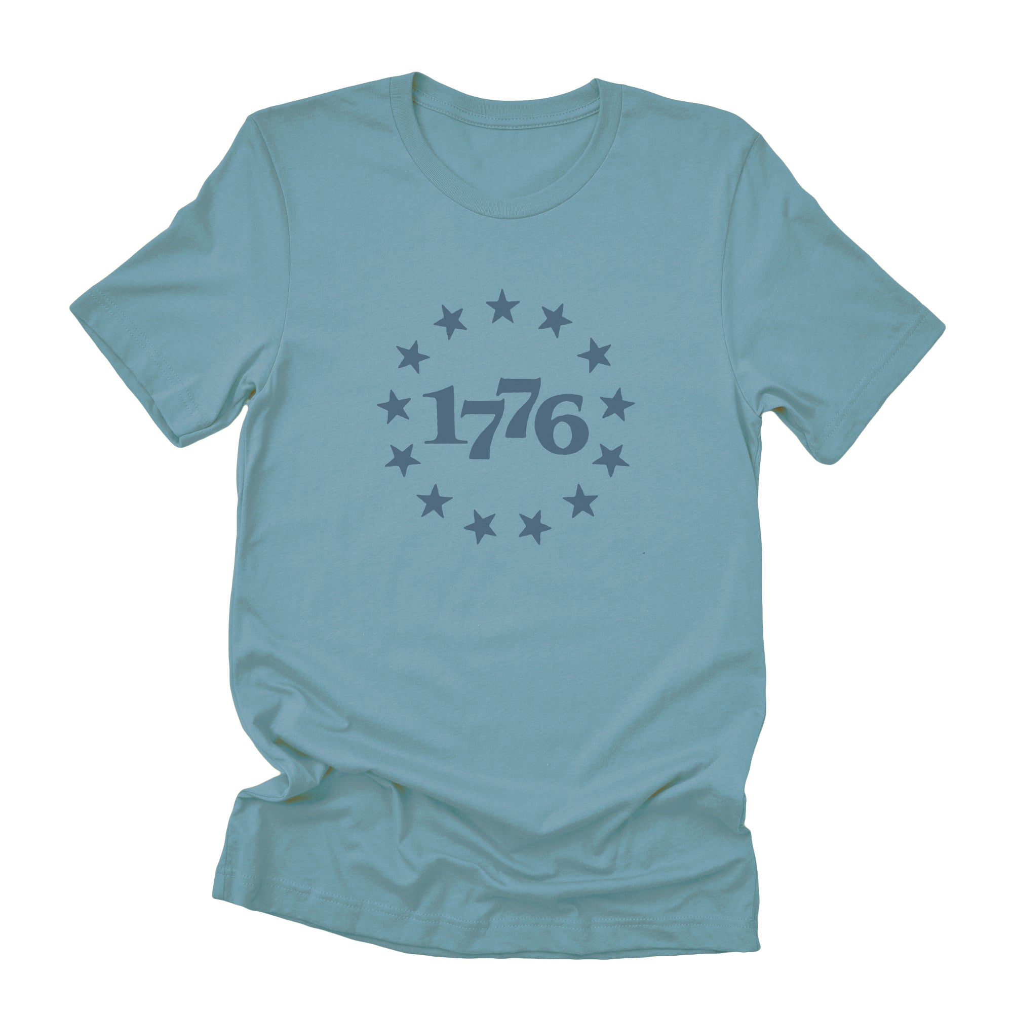 Stars 1776 Short Sleeve T-Shirt featuring a relaxed fit and distressed design, made from soft 100% combed cotton.