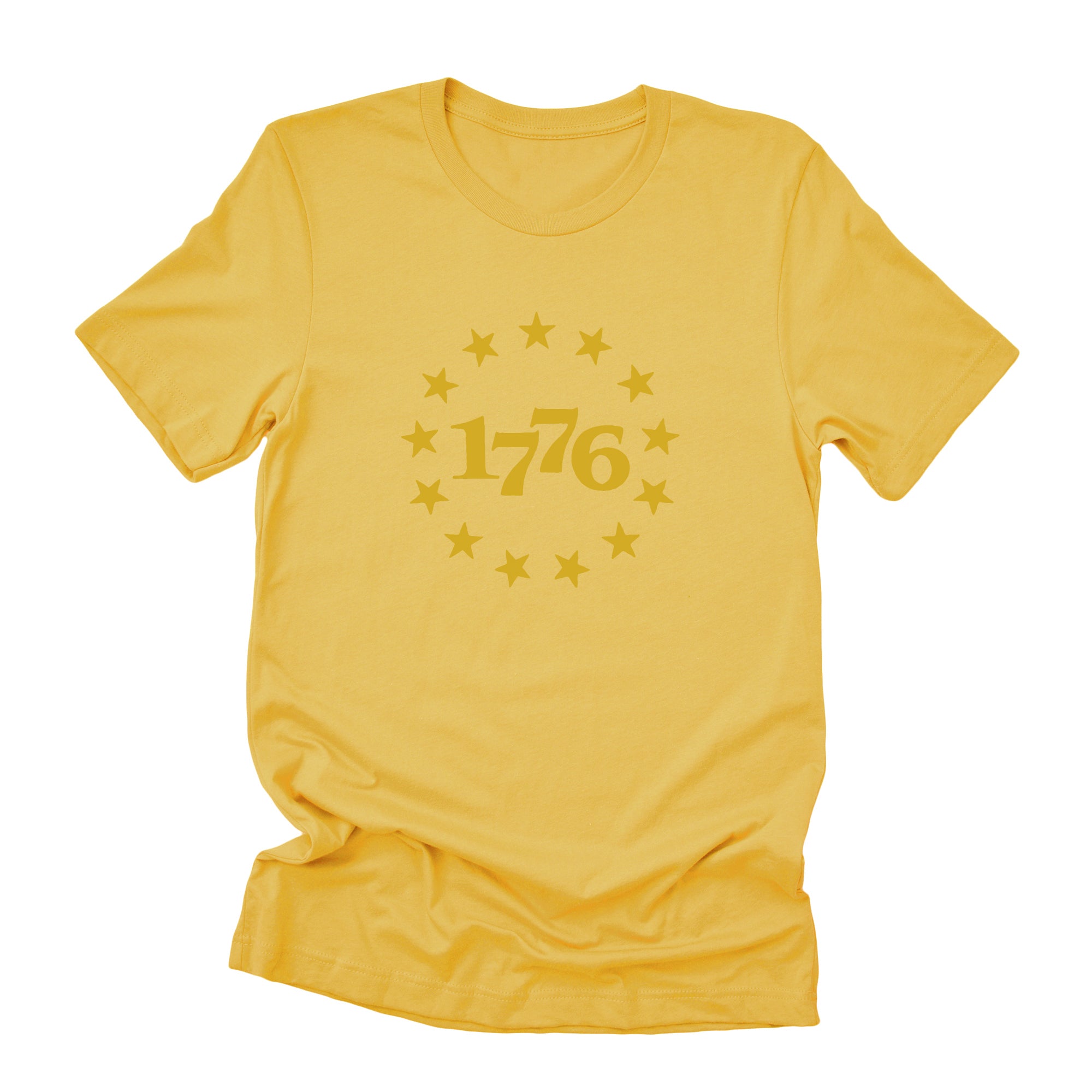 Stars 1776 Short Sleeve T-Shirt featuring a relaxed fit and distressed design, made from soft 100% combed cotton.