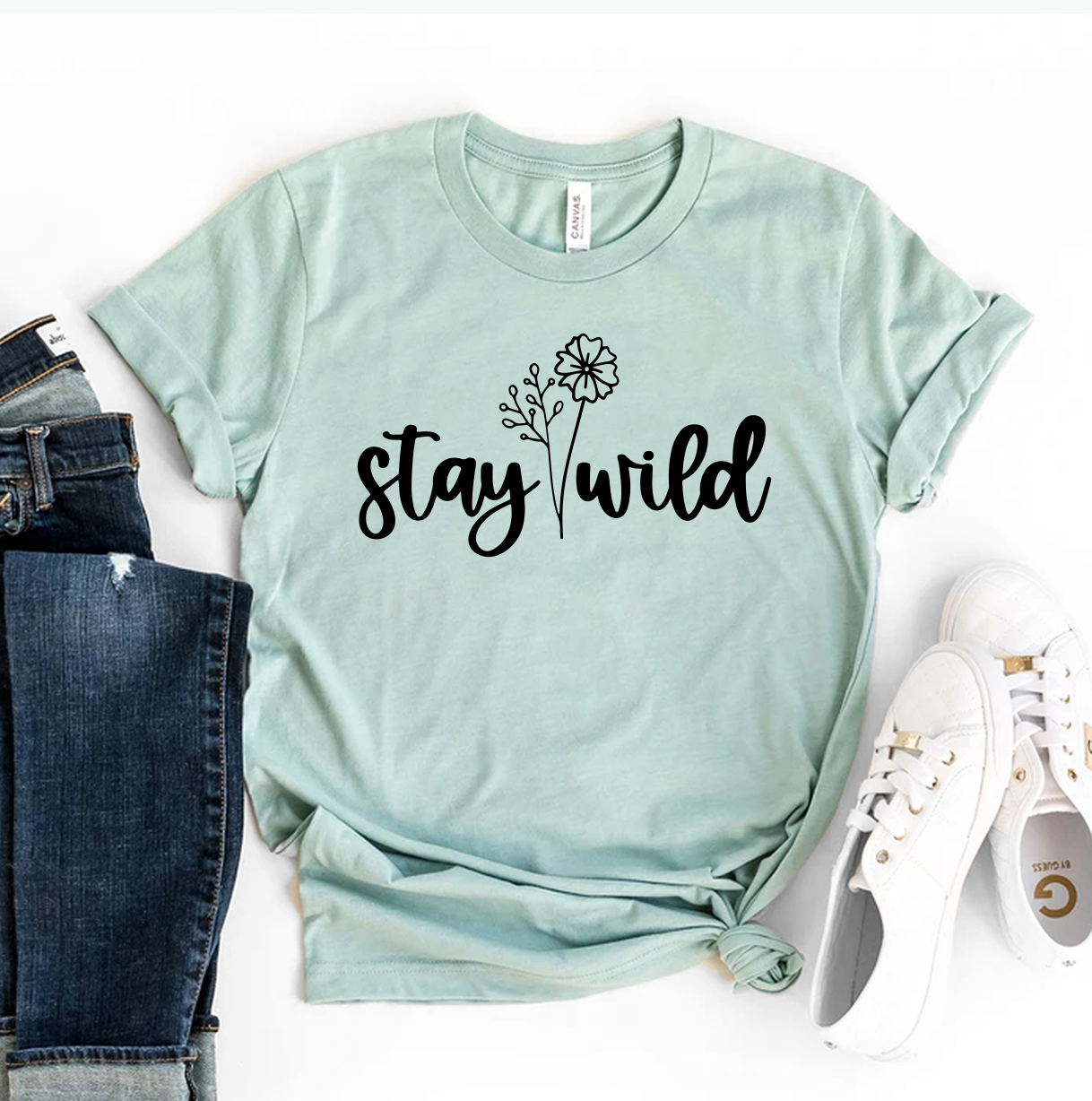 Stay Wild T-shirt made of premium ring spun cotton with a stylish design and soft flex print.