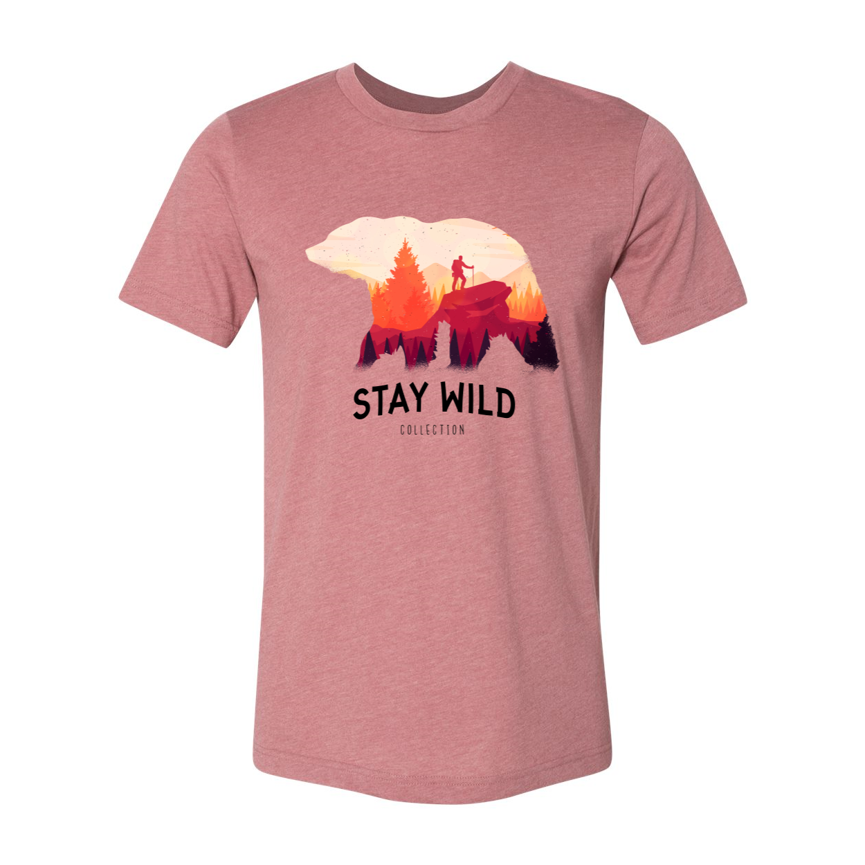 Stay Wild T-shirt displayed on a mannequin, showcasing its unisex design and soft fabric.