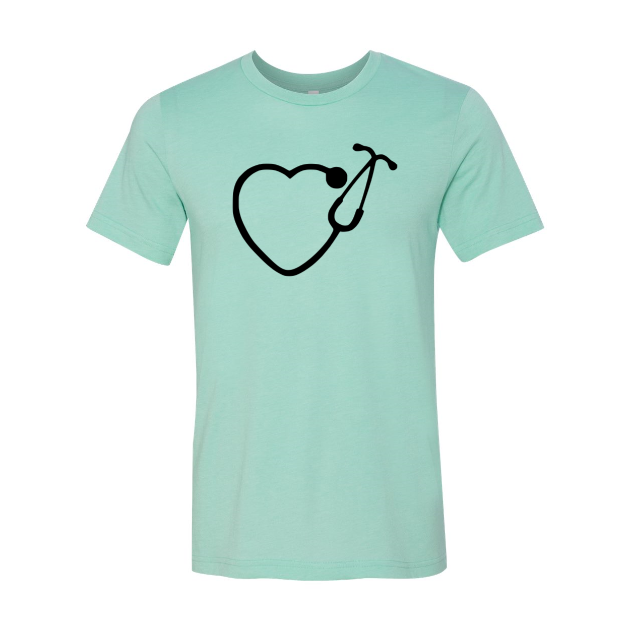 Unisex Stethoscope Heart Shirt in various colors, showcasing a comfortable fit and high-quality print design.