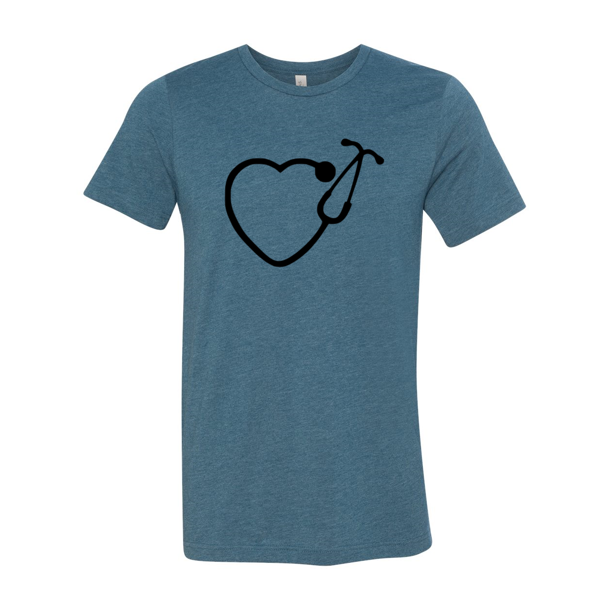 Unisex Stethoscope Heart Shirt in various colors, showcasing a comfortable fit and high-quality print design.