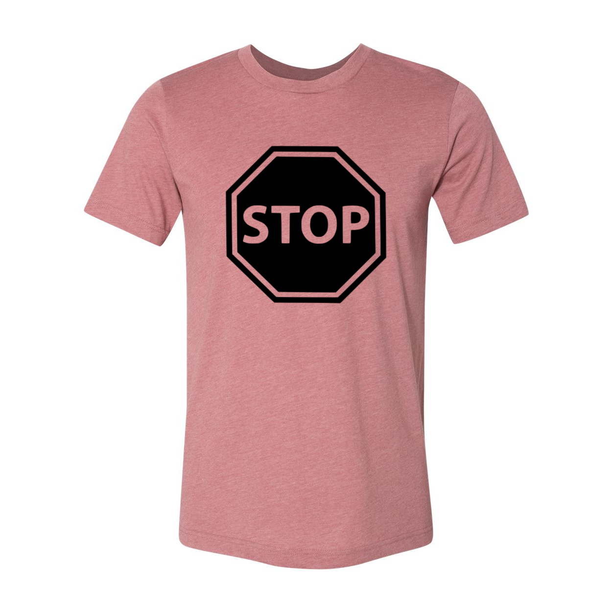 Unisex Stop Shirt made from ring spun cotton, available in multiple colors and sizes, featuring a crew neck and short sleeves.