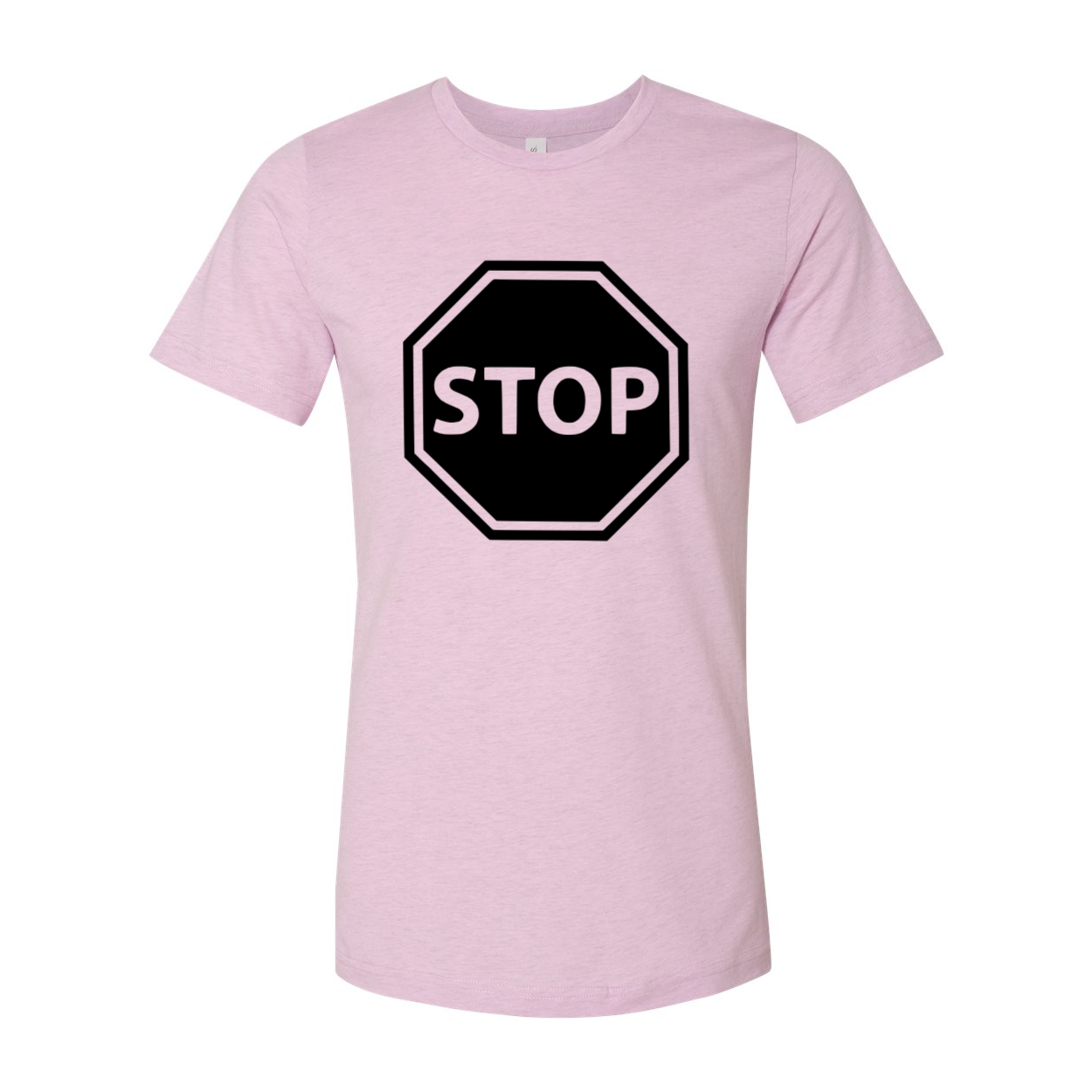 Unisex Stop Shirt made from ring spun cotton, available in multiple colors and sizes, featuring a crew neck and short sleeves.