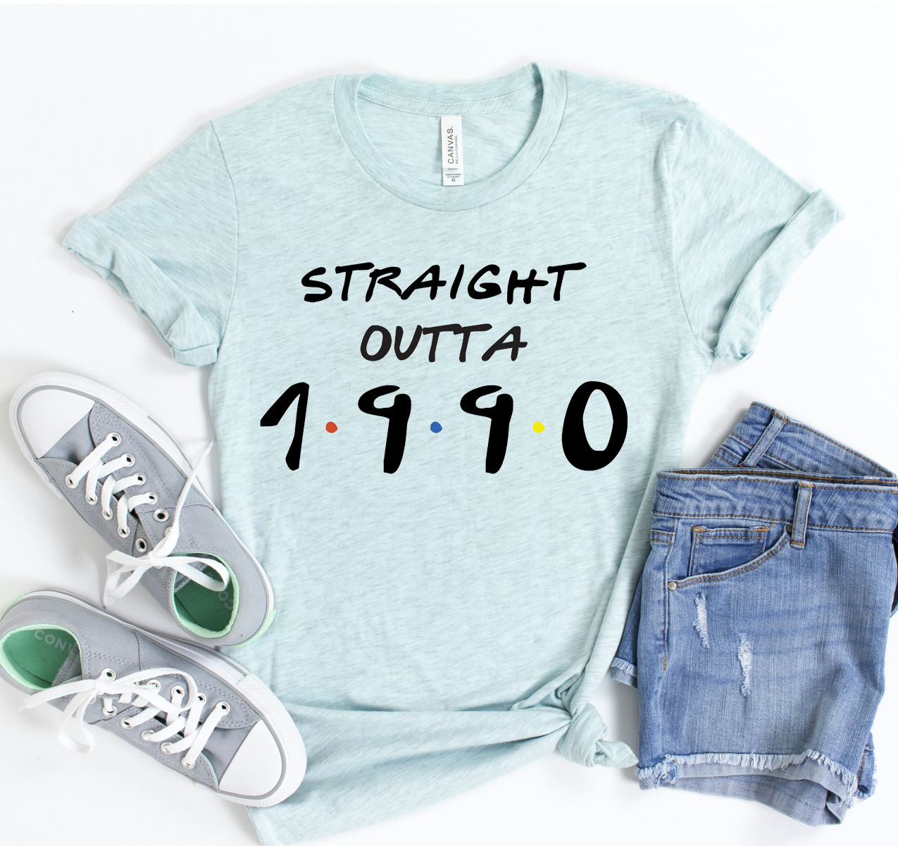 Straight Outta 1990 T-shirt in soft cotton, showcasing a nostalgic design perfect for casual wear.