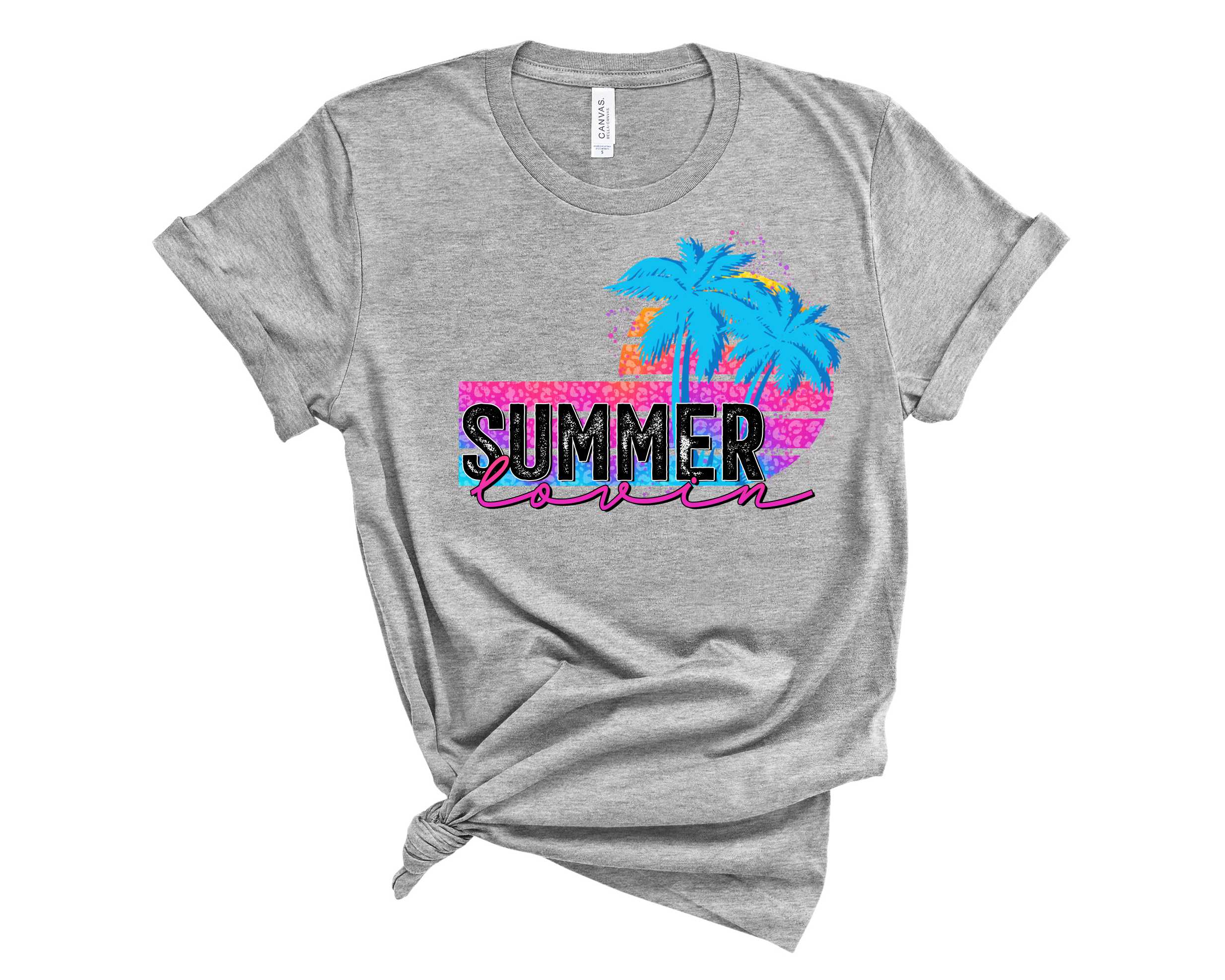 A vibrant unisex Summer Lovin Graphic Tee featuring colorful summer-themed designs, perfect for casual wear.