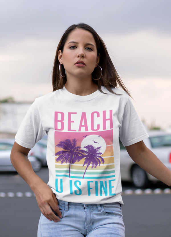 Sun Bitch Women T-shirt featuring vibrant graphic design on soft ringspun cotton fabric.