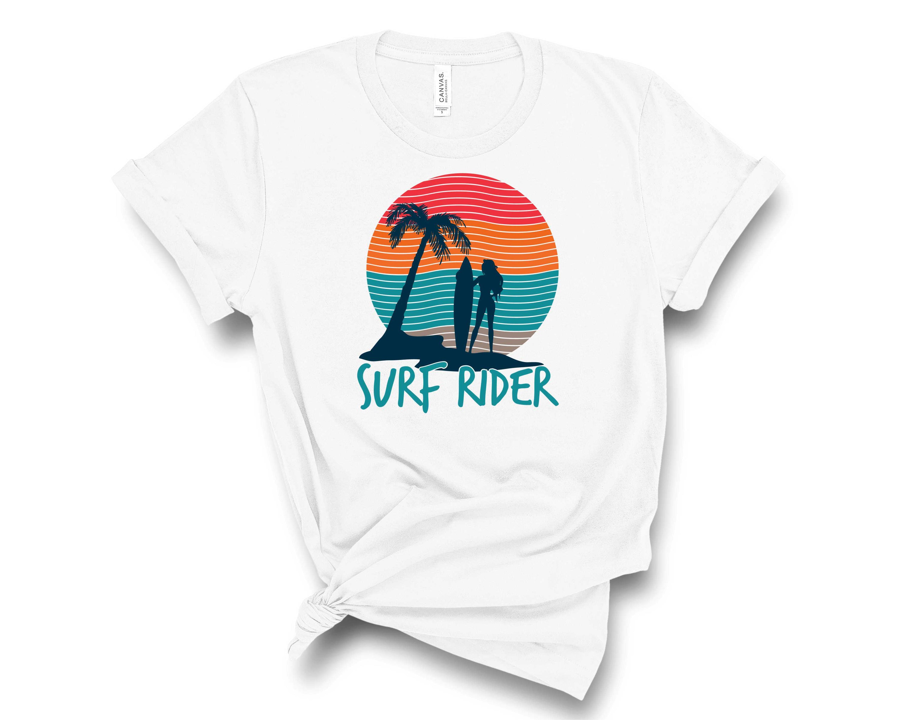 Surf Rider Graphic Tee featuring a vibrant ocean-themed design, perfect for casual wear and beach outings.