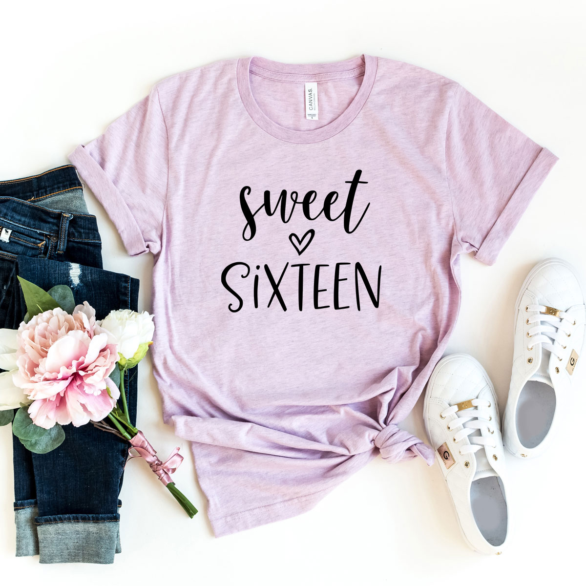 A stylish unisex Sweet Sixteen T-shirt in various colors, showcasing its comfortable fabric and modern fit.