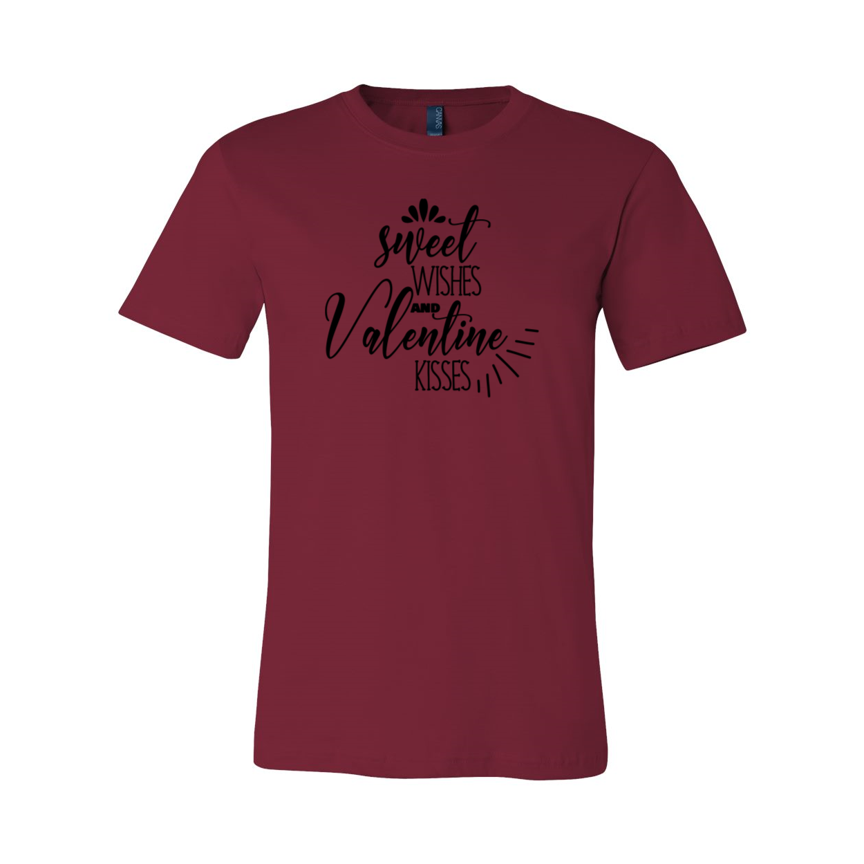 Unisex Sweet Wishes And Valentine Kisses Tee in various colors, showcasing its soft fabric and stylish design.