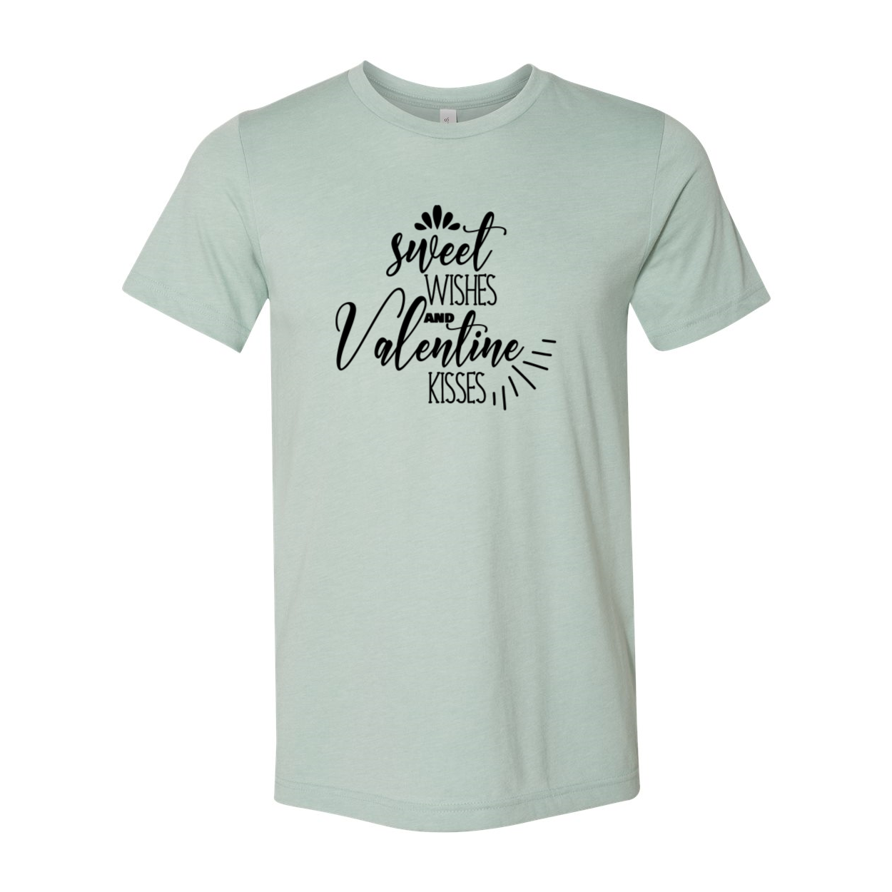 Unisex Sweet Wishes And Valentine Kisses Tee in various colors, showcasing its soft fabric and stylish design.