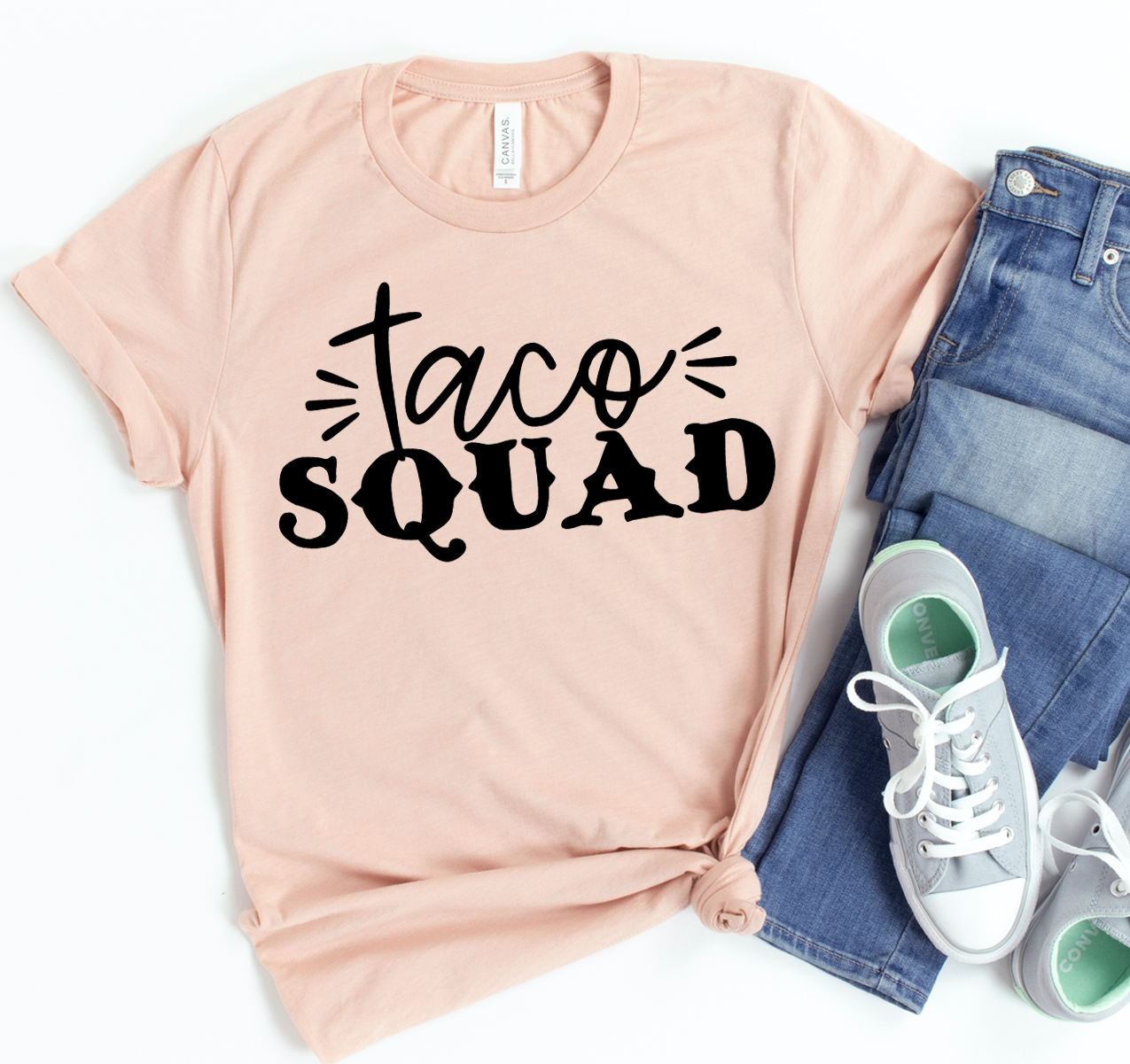 Taco Squad T-shirt featuring a classic unisex design in soft airlume cotton, perfect for taco lovers.