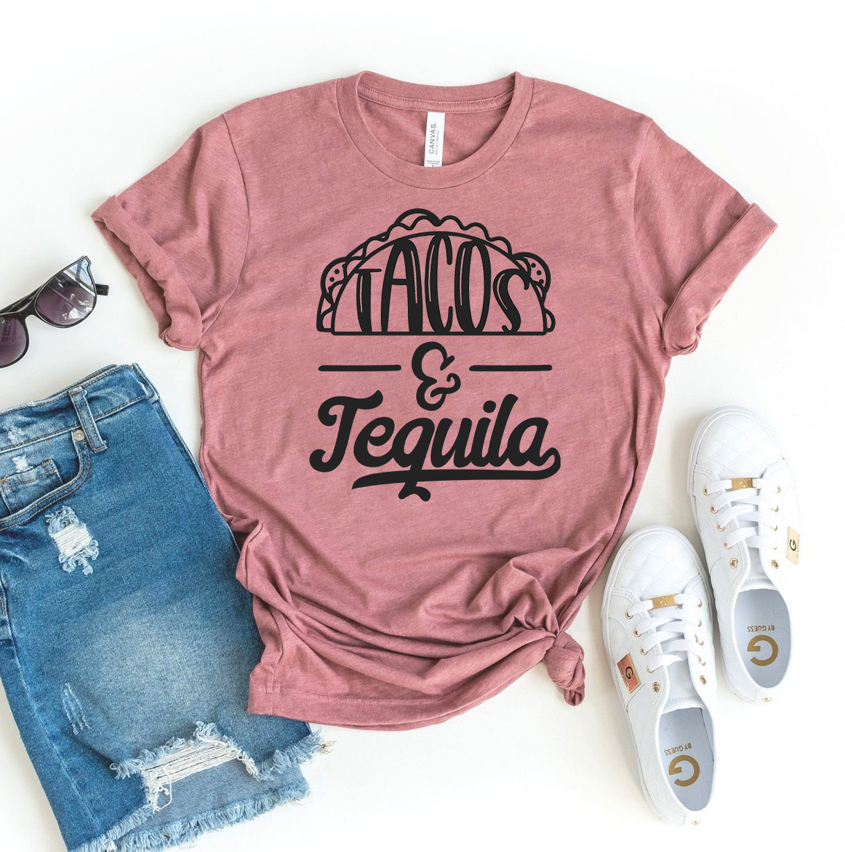 Tacos & Tequila T-shirt made of premium ring spun cotton with a vibrant print design.